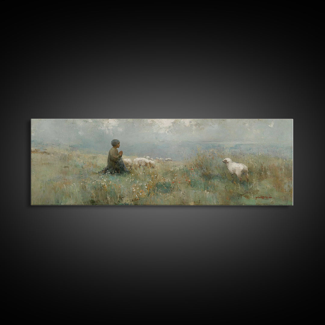 Childlike Faith – Framed Canvas Print – Panoramic Art – Christian Wall Art – Christian Art Canvas – Jesus Painting – Christmas Art