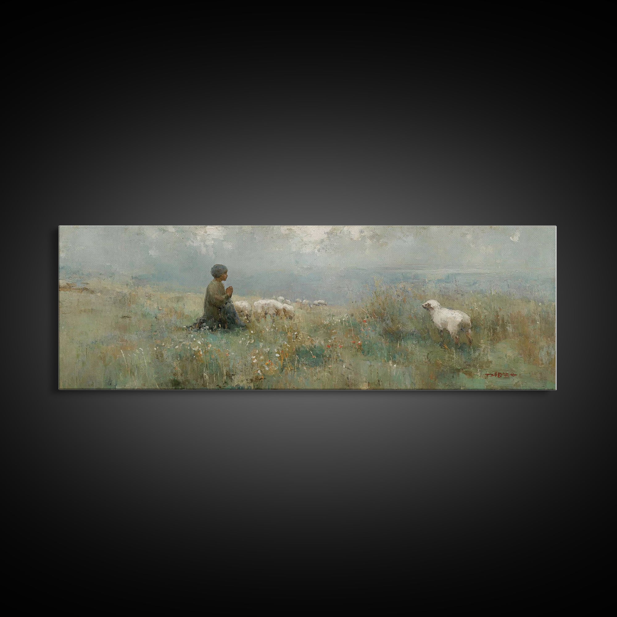 Childlike Faith – Framed Canvas Print – Panoramic Art – Christian Wall Art – Christian Art Canvas – Jesus Painting – Christmas Art