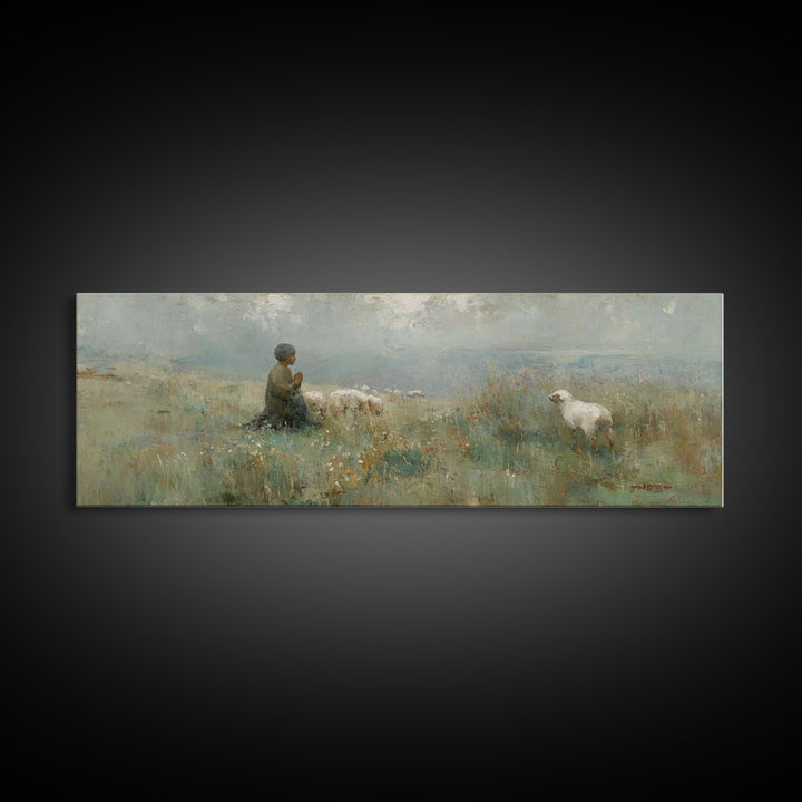 Childlike Faith – Framed Canvas Print – Panoramic Art – Christian Wall Art – Christian Art Canvas – Jesus Painting – Christmas Art