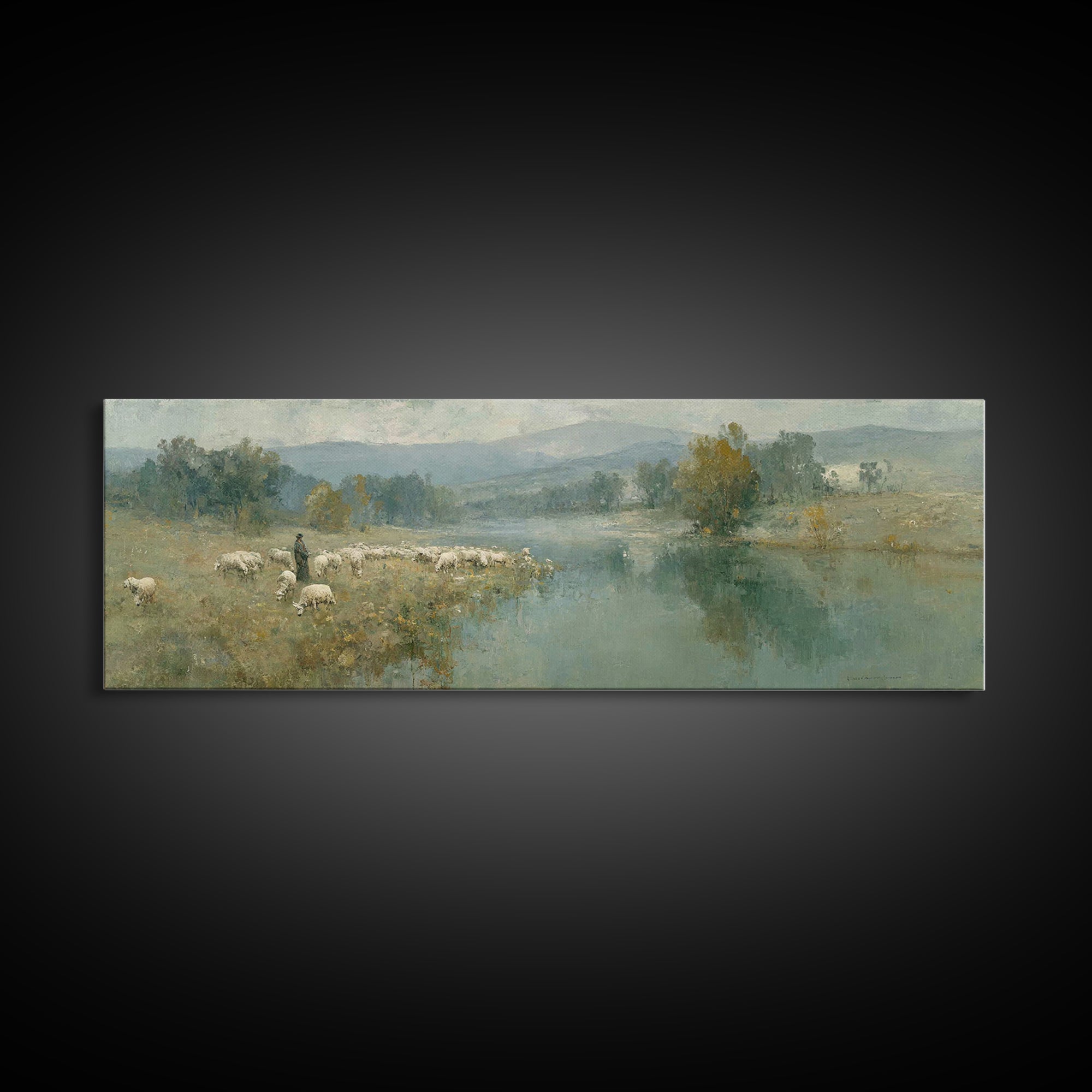 The Gentle Guide – Framed Canvas Print – Extra Wide Art – Christian Wall Art – Christian Painting – Jesus Canvas Art – Christian Christmas
