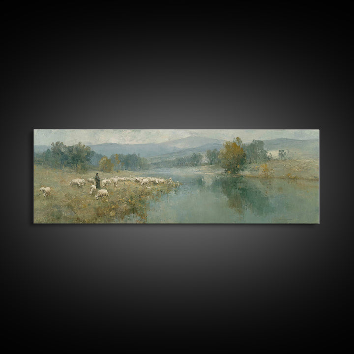 The Gentle Guide – Framed Canvas Print – Extra Wide Art – Christian Wall Art – Christian Painting – Jesus Canvas Art – Christian Christmas