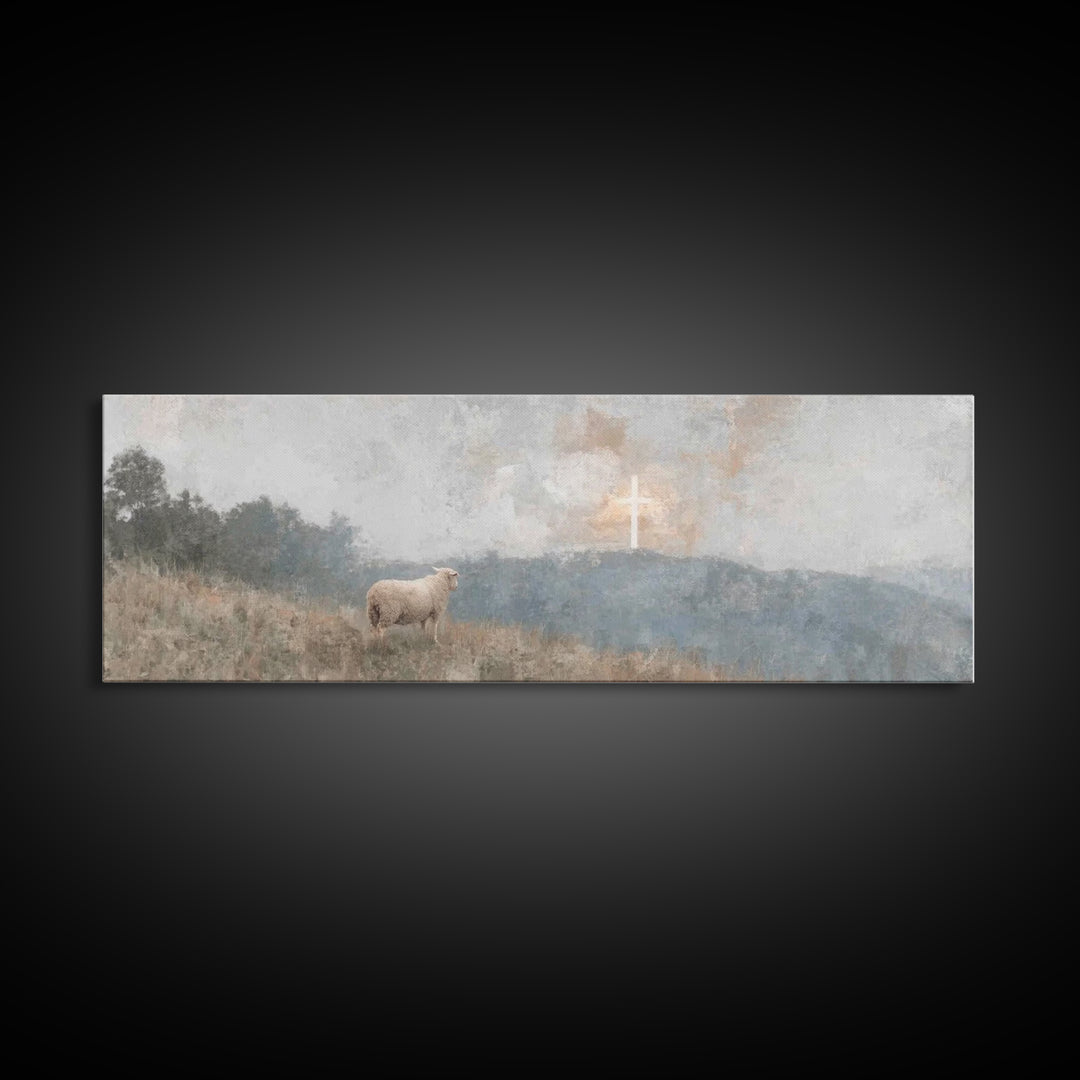 Valley Of Mercy – Framed Canvas Print – Panoramic Wall Art – Christian Art Gift – Modern Christian Art – Jesus Painting – Christmas Art Pri
