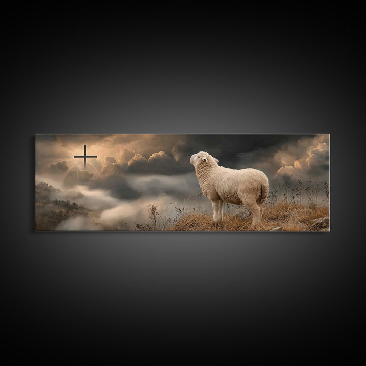 Dawn Of Salvation, Framed Canvas Print, Panoramic Painting, Christian Wall Art, Christian Art Canvas, Jesus Painting Canvas, Christmas Art