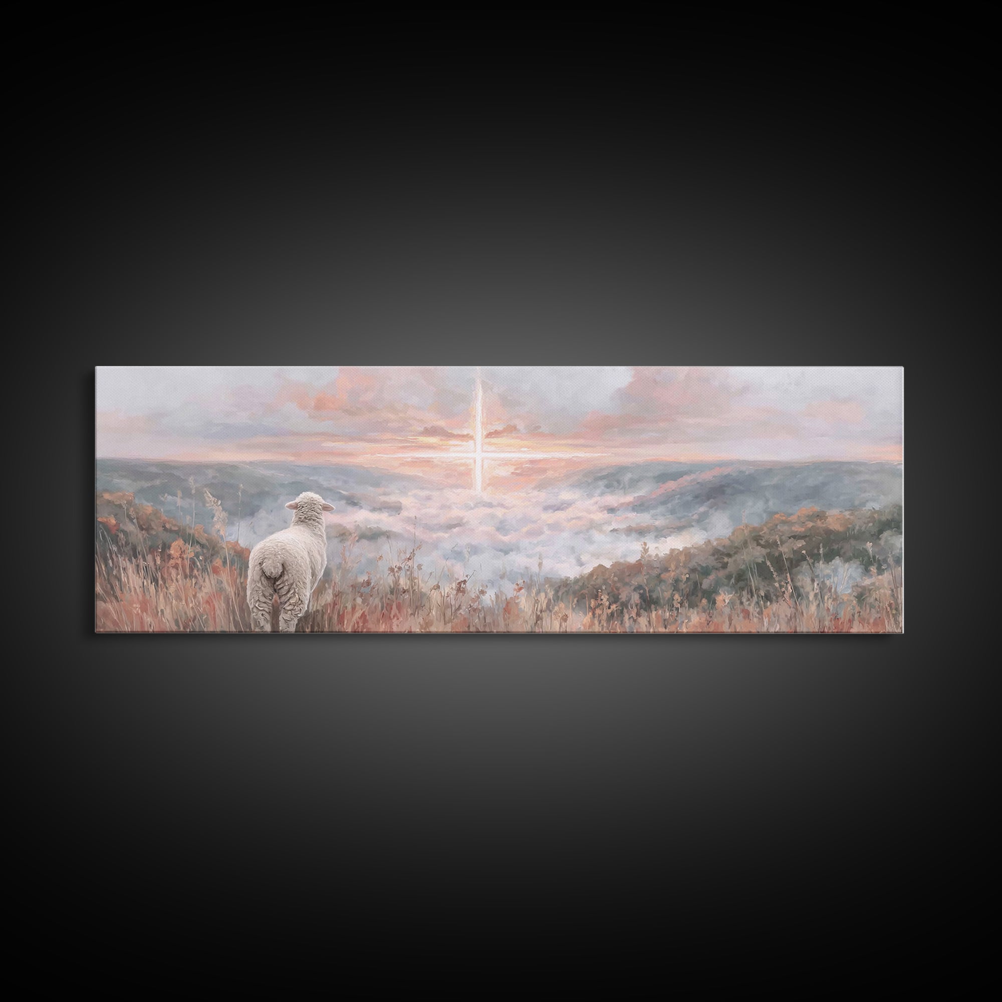 Crosslight Horizon | Framed Canvas Print | Panoramic Print | Christian Wall Art | Christian Art Painting | Jesus Canvas Art | Christian Chr