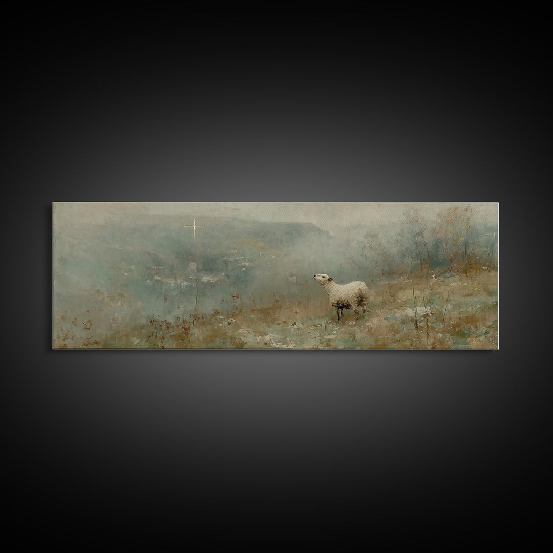 Hillside Grace | Framed Canvas Print | Panoramic Painting | Christian Art Canvas | Christian Christmas Art | Subtle Christian Art | Christi