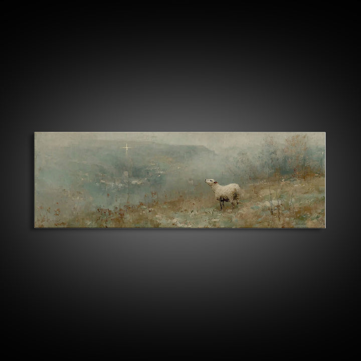 Hillside Grace | Framed Canvas Print | Panoramic Painting | Christian Art Canvas | Christian Christmas Art | Subtle Christian Art | Christi