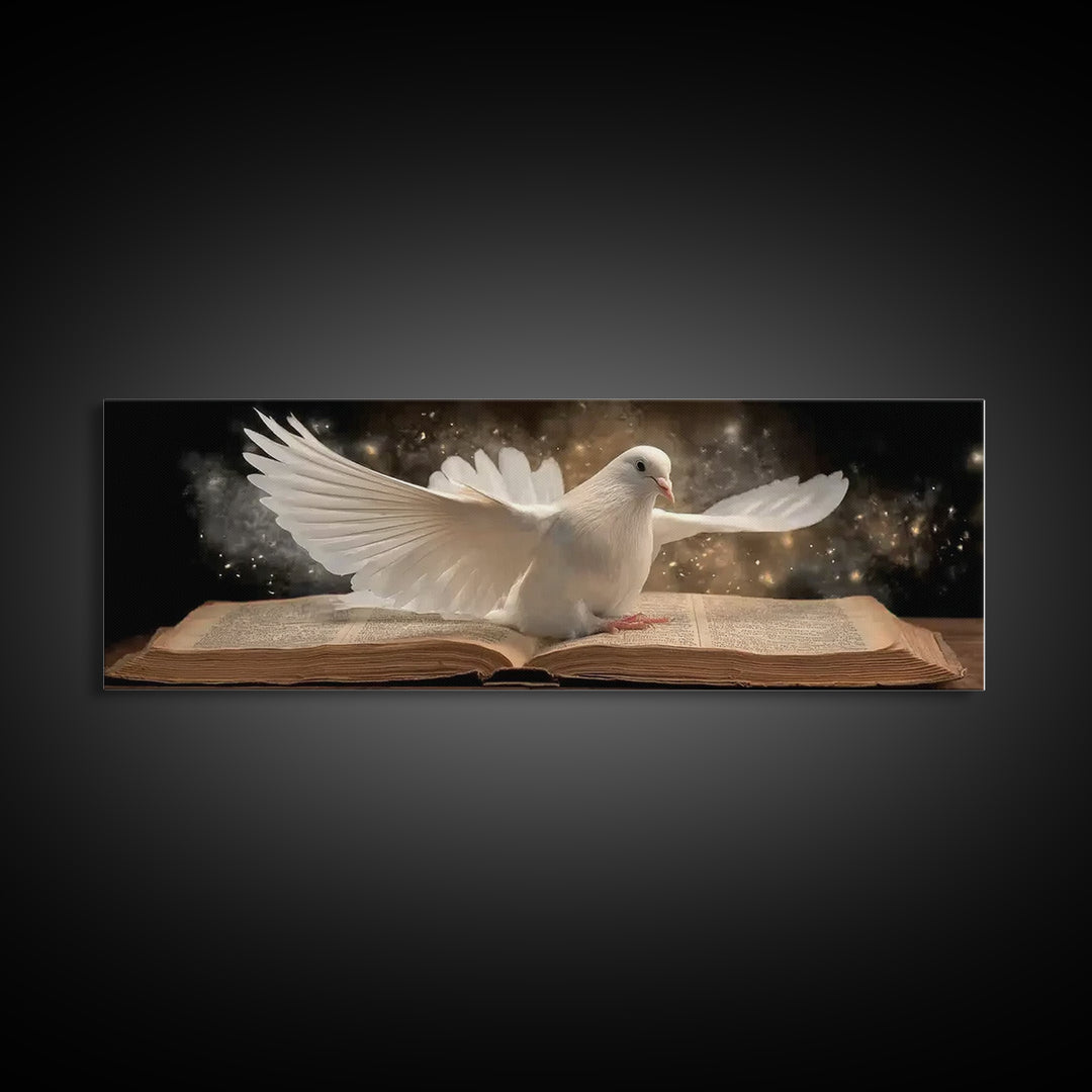 Holy Fire Light, Framed Canvas Print, Panoramic Frame, Christian Art Canvas, Moody Christian Art, Christian Christmas Decor, Christian Wall