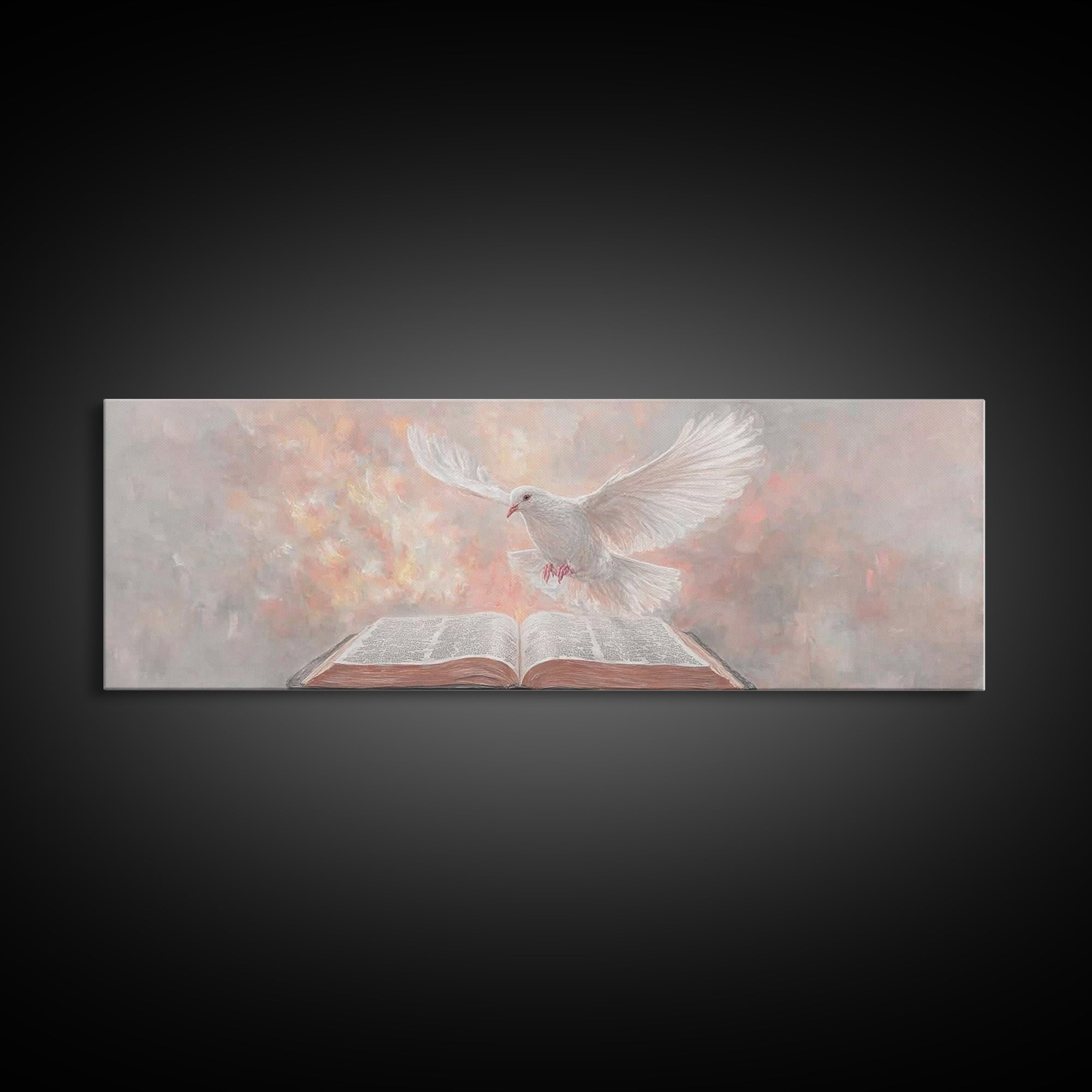Flame Of Revelation, Framed Canvas Print, Panoramic Art, Modern Christian Painting, Christian Wall Art, Christian Art Canvas, Christian Chr