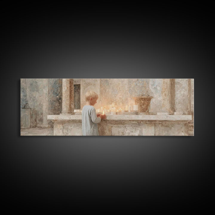 Child Of Prayer – Framed Canvas Print – Christian Wall Art – Panoramic Painting – Christian Art Canvas – Christmas Art Prints – Christian D