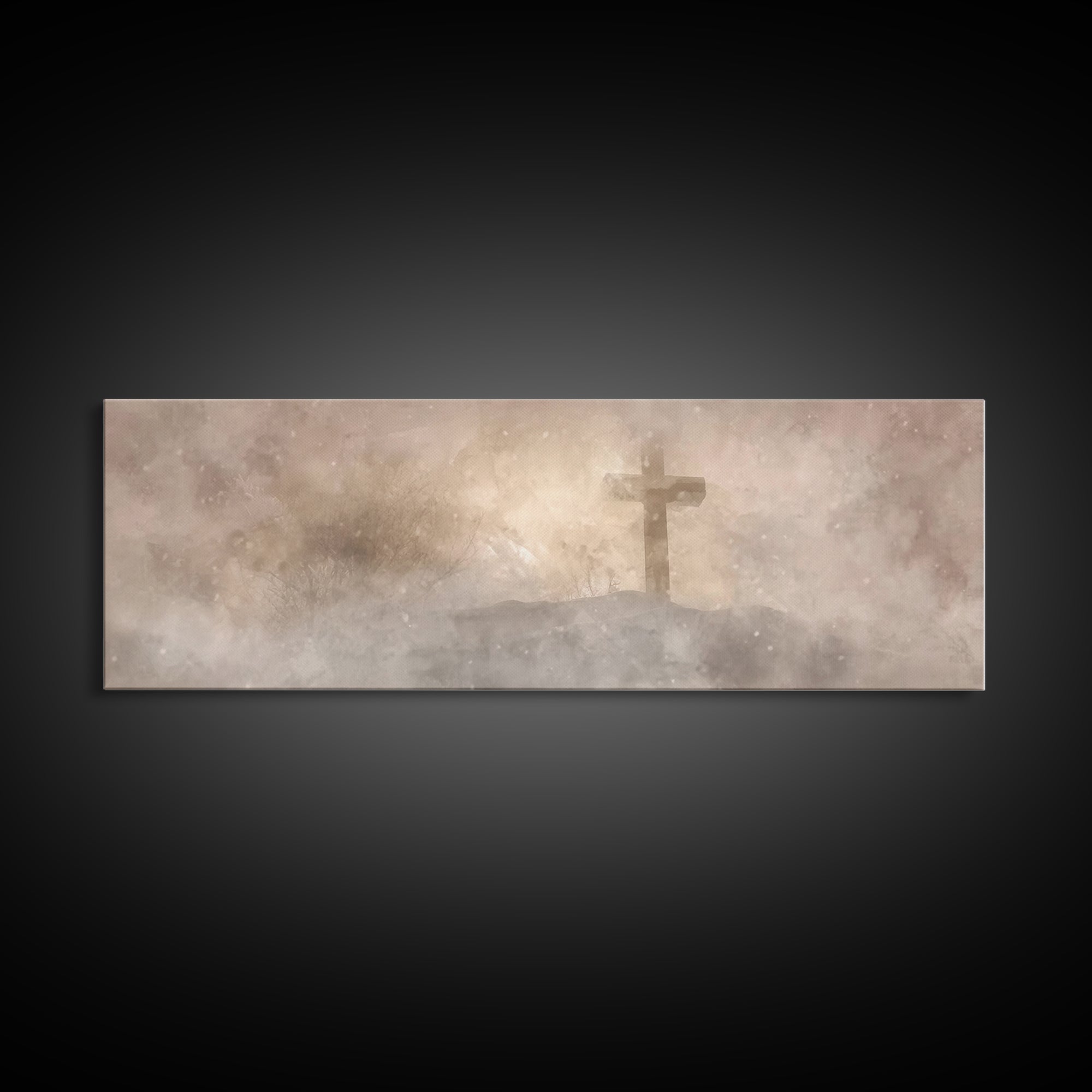 Snowfield Mercy, Framed Canvas Print, Christian Art Canvas, Panoramic Art, Christmas Art Prints, Christian Decoration, Moody Christian Art