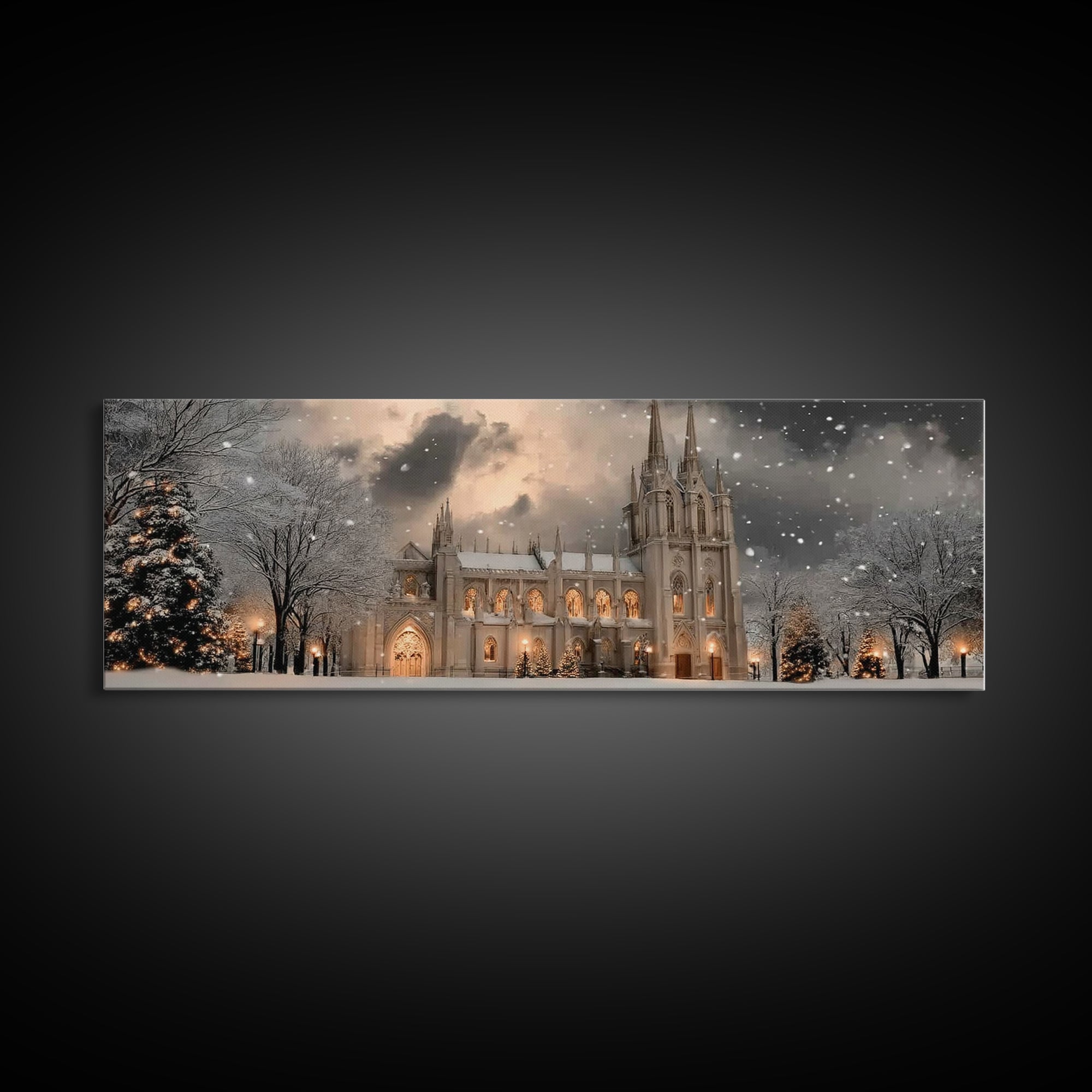 Cathedral Wonder | Framed Canvas Print | Christian Art Canvas | Panoramic Art | Christmas Wall Art | Christian Christmas Art | Christian Gi
