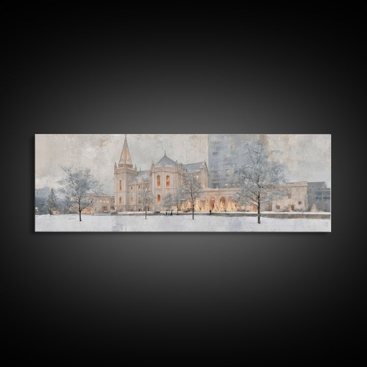 Sanctuary At Dusk - Framed Canvas Print - Christian Art Canvas - Panoramic Frame - Christmas Wall Art - Christian Decoration - Unique Chris