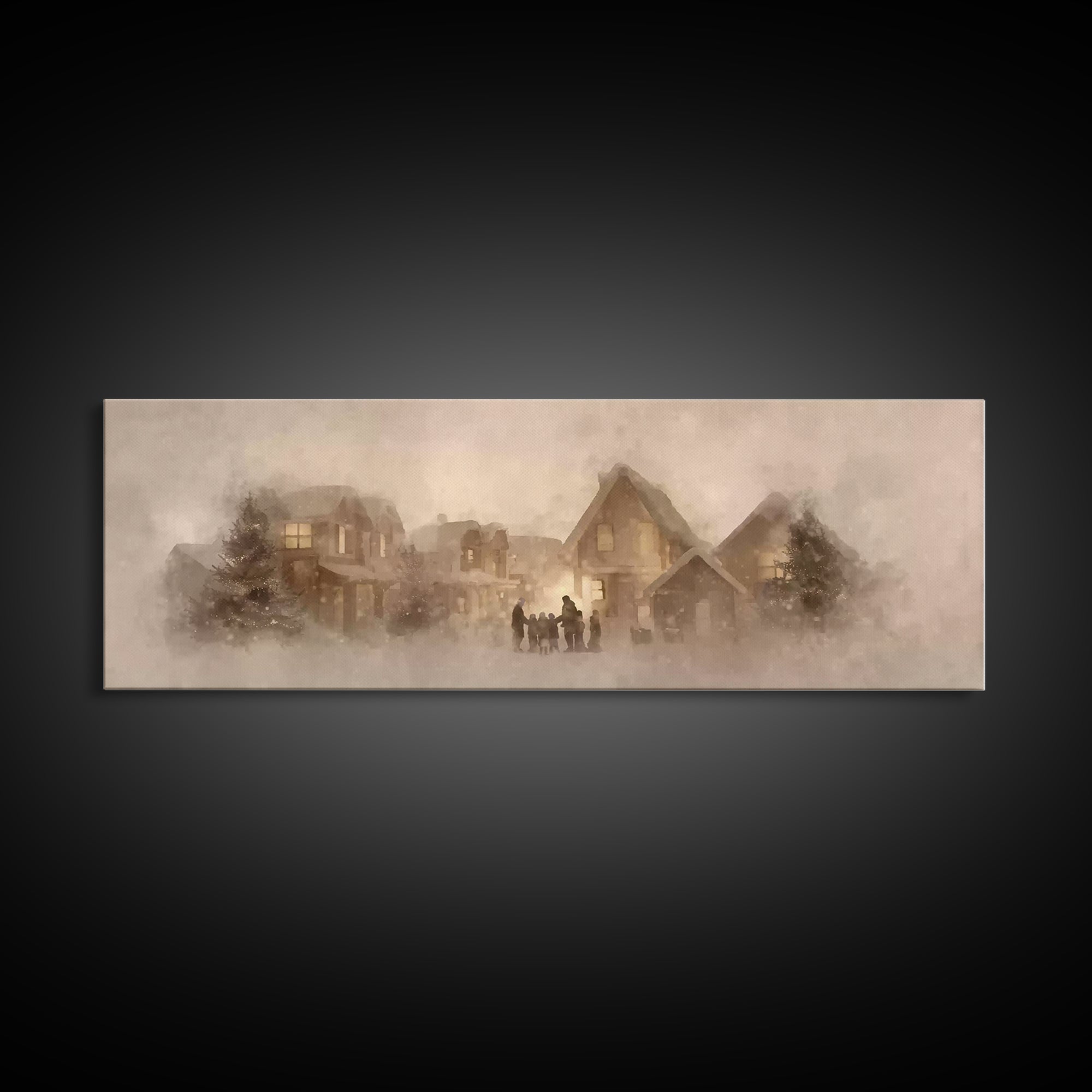 Village Of Blessings | Framed Canvas Print | Christian Art Print | Panoramic Art | Christmas Art Work | Christian Christmas Decor | Christi