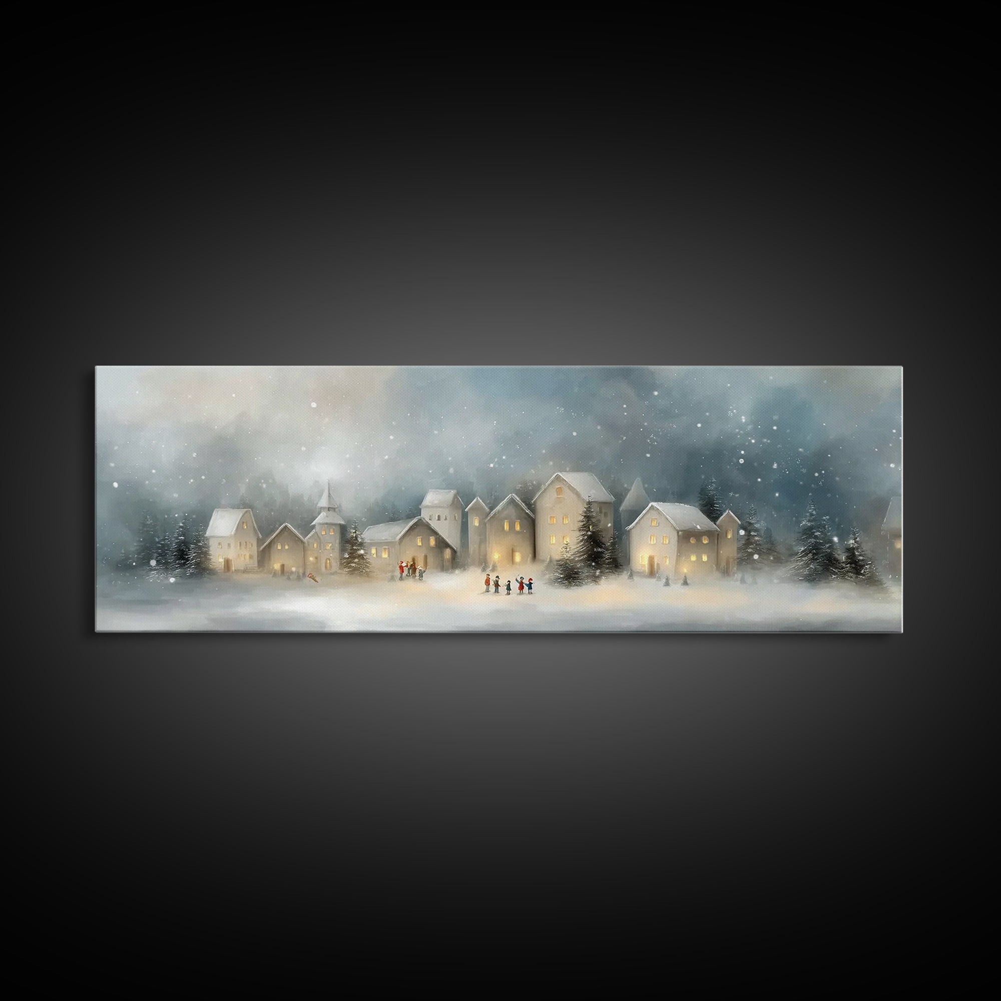 Peaceful Village Star - Framed Canvas Print - Christian Wall Art - Panoramic Art - Christmas Art - Christian Art Canvas - Christmas Wall Ar