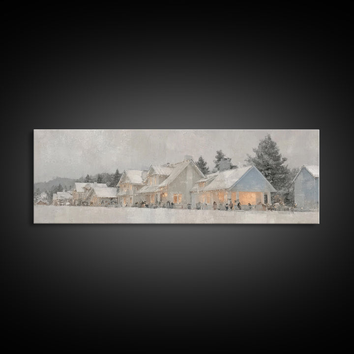 Snowy Hills Harmony, Framed Canvas Print, Christian Art Canvas, Panoramic Print, Christmas Art Prints, Christian Decor For Home, Modern Chr