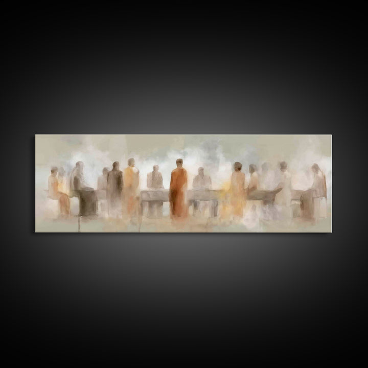 Quiet Disciples Dawn | Framed Canvas Print | Christian Art Painting | Minimalist Christian Art | Panoramic Wall Art | Jesus Canvas Art | Su