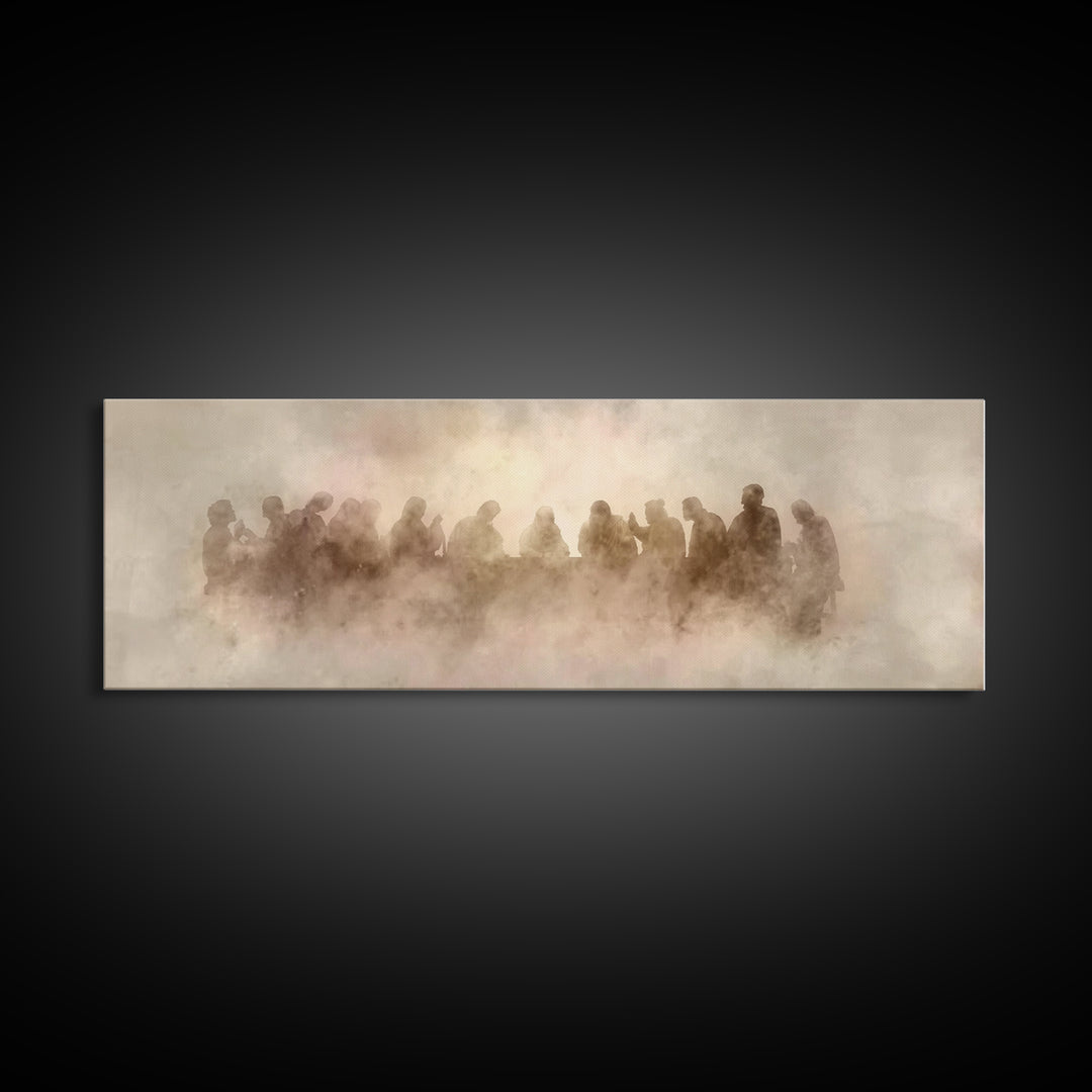 Apostles In Glory, Framed Canvas Print, Christian Art Print, Jesus Painting Canvas, Panoramic Art, Modern Christian Painting, Christian Wal