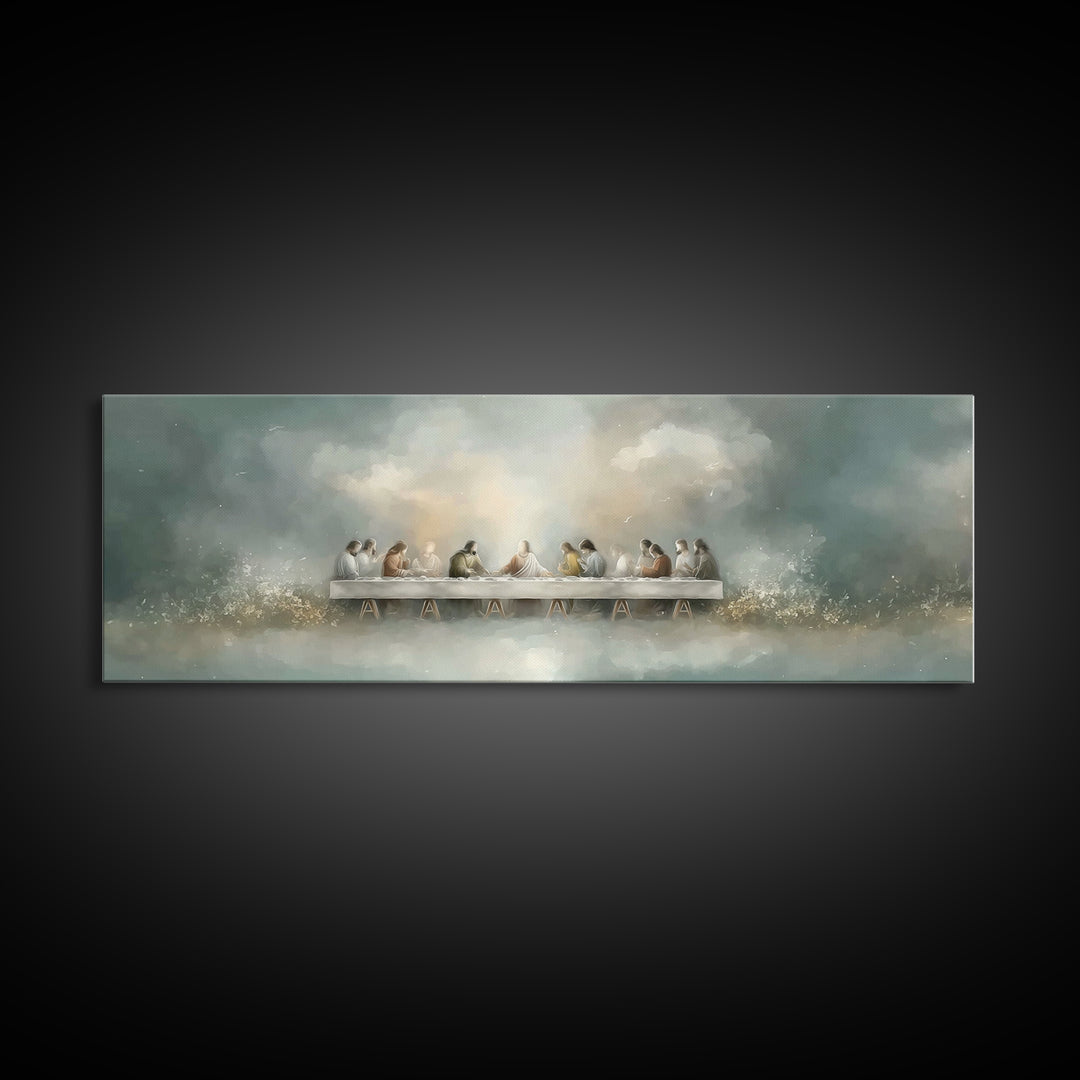 Last Covenant Stillness | Framed Canvas Print | Christian Painting | Moody Christian Art | Panoramic Art | Jesus Painting | Christian Wall