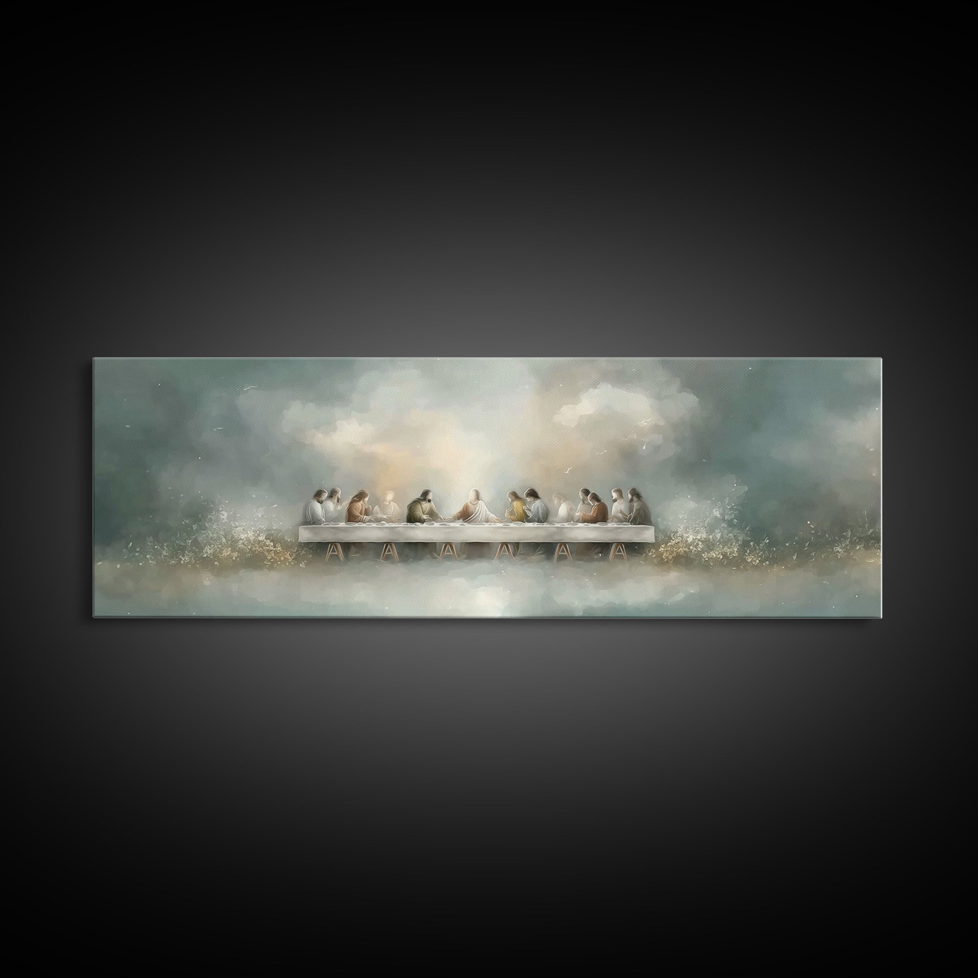 Last Covenant Stillness | Framed Canvas Print | Christian Painting | Moody Christian Art | Panoramic Art | Jesus Painting | Christian Wall