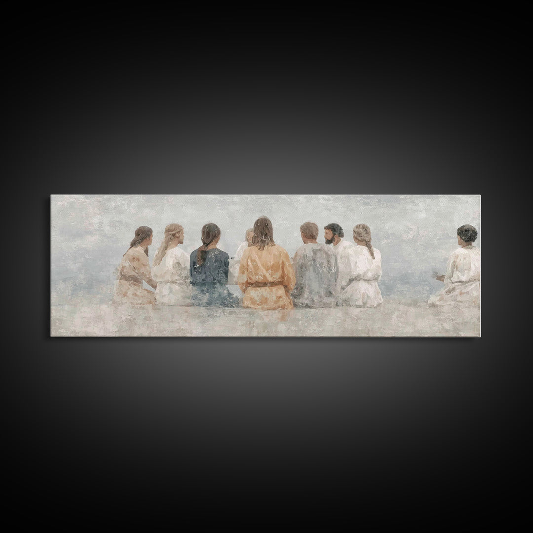 Hallowed Fellowship Peace, Framed Canvas Print, Christian Wall Art, Modern Christian Art, Panoramic Frame, Jesus Art Print, Christian Gift