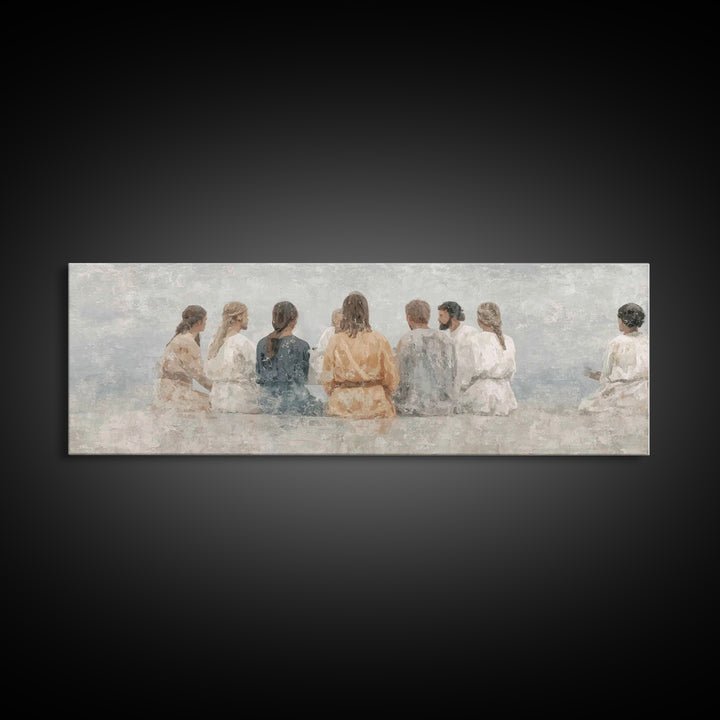 Hallowed Fellowship Peace, Framed Canvas Print, Christian Wall Art, Modern Christian Art, Panoramic Frame, Jesus Art Print, Christian Gift