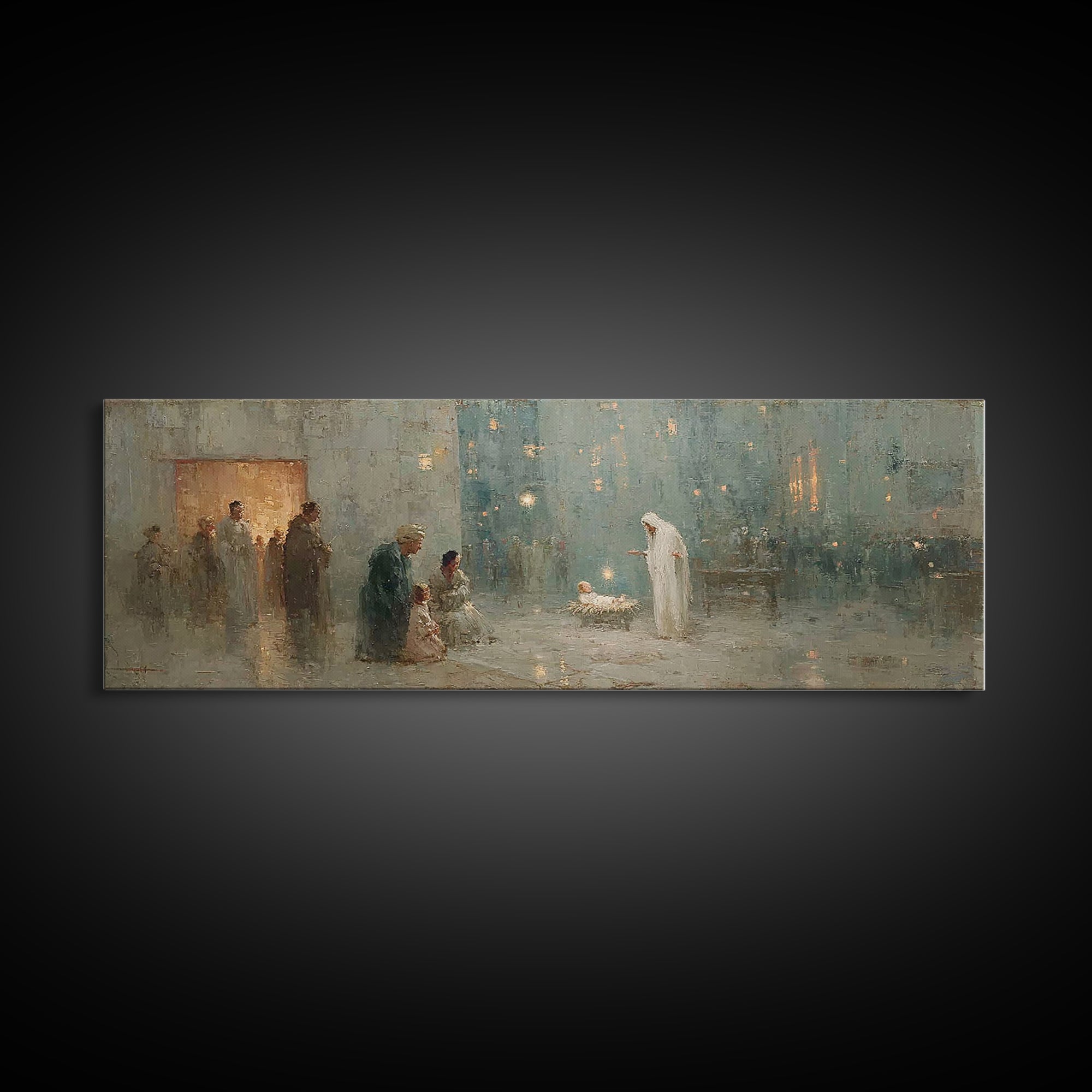 Holy Temple Light | Framed Canvas Print | Panoramic Wall Art | Christian Wall Art | Christian Art Canvas | Christmas Art | Jesus Painting