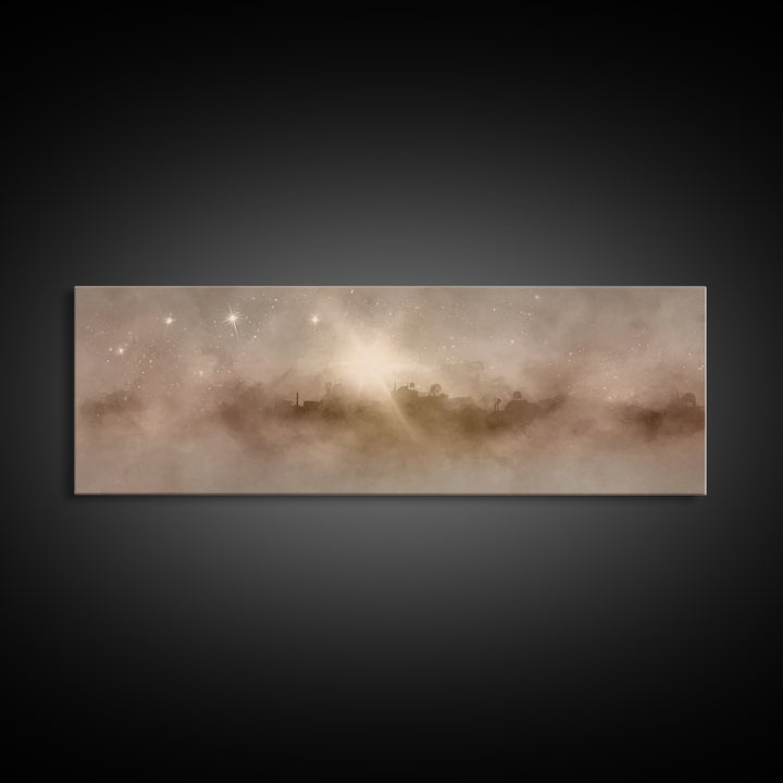 Desert Chapel Sky - Framed Canvas Print - Panoramic Wall Art - Christian Art Canvas - Christian Wall Art - Jesus Painting - Christmas Art