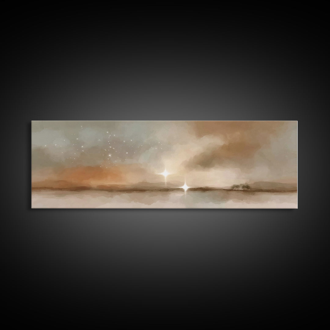 Bethlehem Horizon Light | Framed Canvas Print | Panoramic Painting | Christian Wall Art | Christian Art Canvas | Christmas Art | Jesus Pain