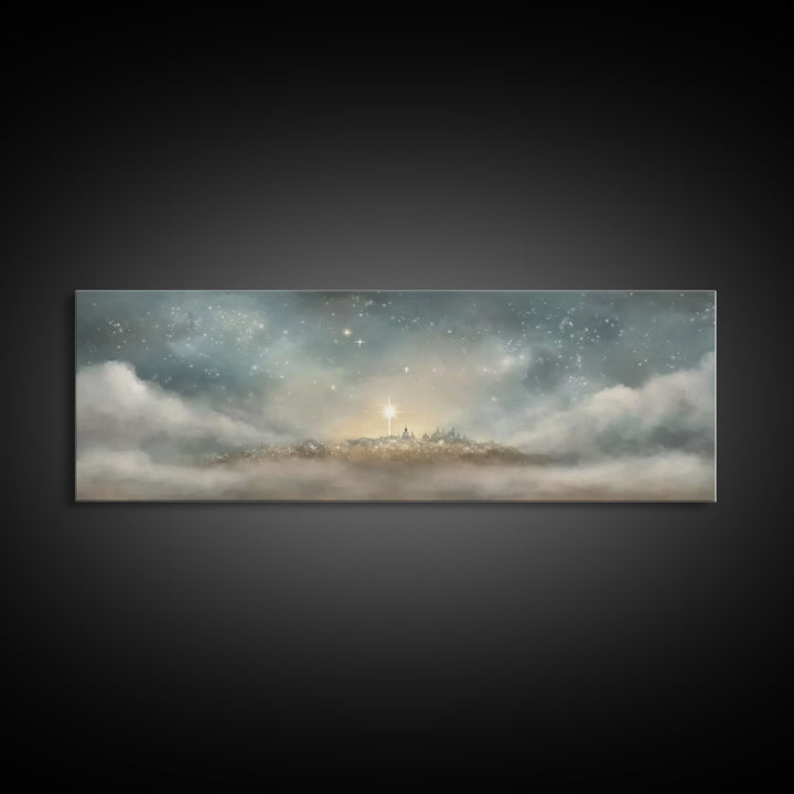 The Guiding Star – Framed Canvas Print – Christian Wall Art – Panoramic Art – Christian Art Canvas – Christmas Art – Jesus Painting