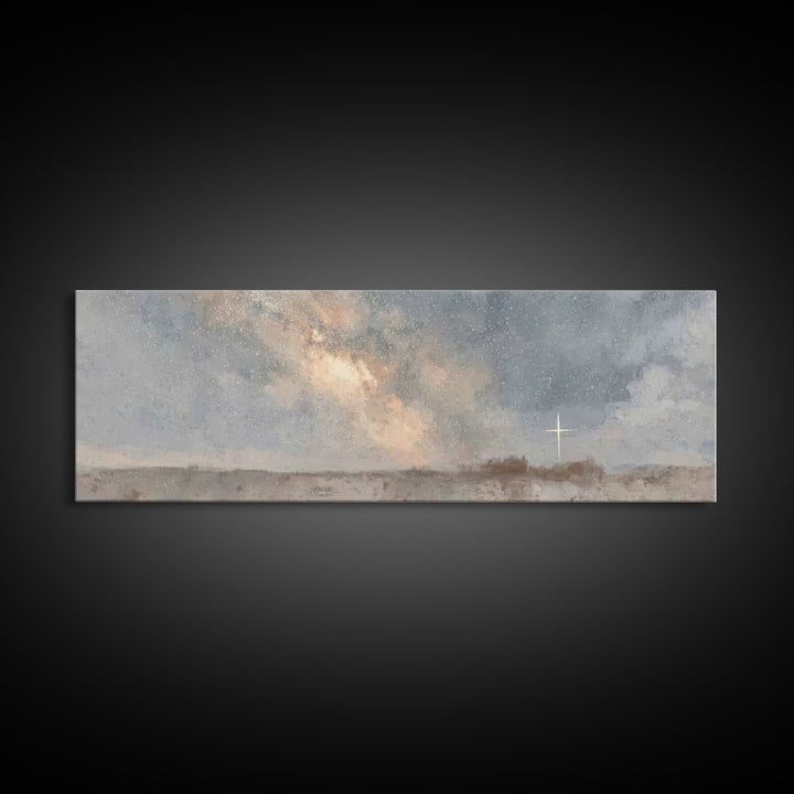 Starry Dawn Hope | Framed Canvas Print | Christian Wall Art | Panoramic Painting | Christian Art Canvas | Christmas Art | Christian Christm