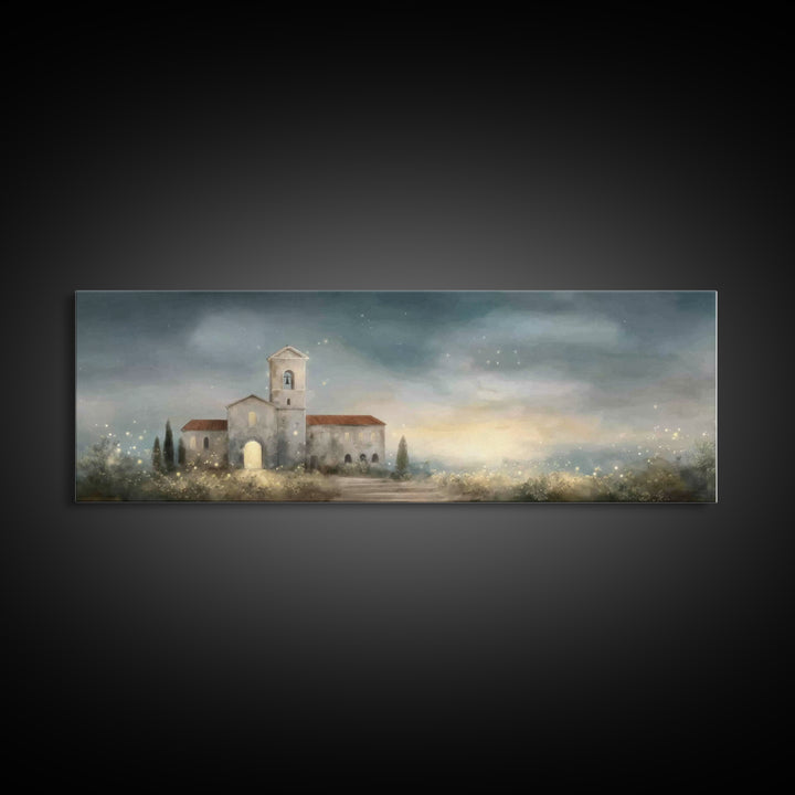 Sacred Horizon Glow, Framed Canvas Print, Christian Art Canvas, Panoramic Print, Christmas Art, Christian Wall Art, Jesus Painting