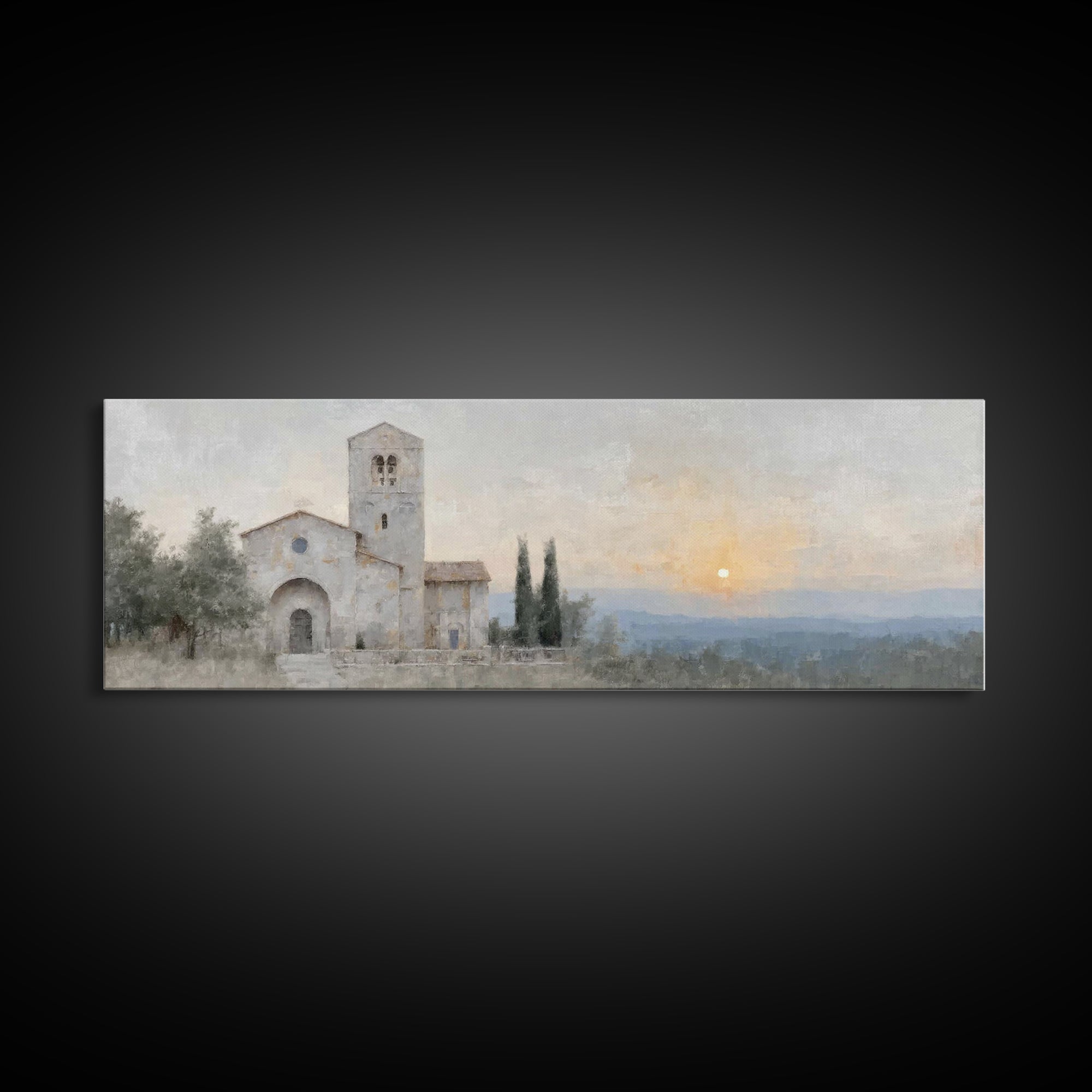 Watcher Of The Bells – Framed Canvas Print – Panoramic Print – Christian Art Canvas – Christian Wall Art – Christmas Art – Christian Christ