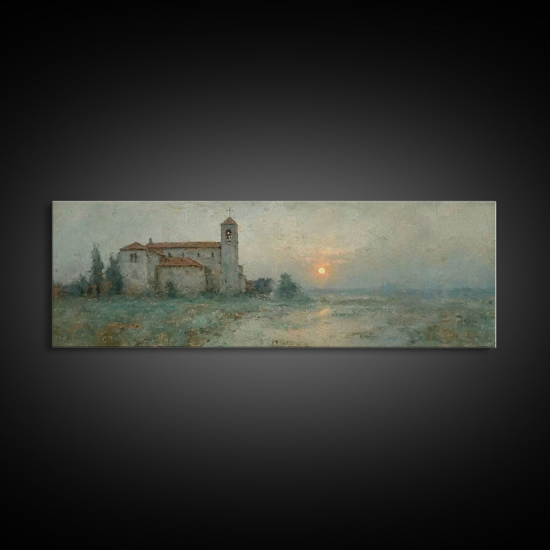 Saintly Evening Calm – Framed Canvas Print – Panoramic Art – Christian Wall Art – Christian Art Canvas – Christmas Art – Christian Painting