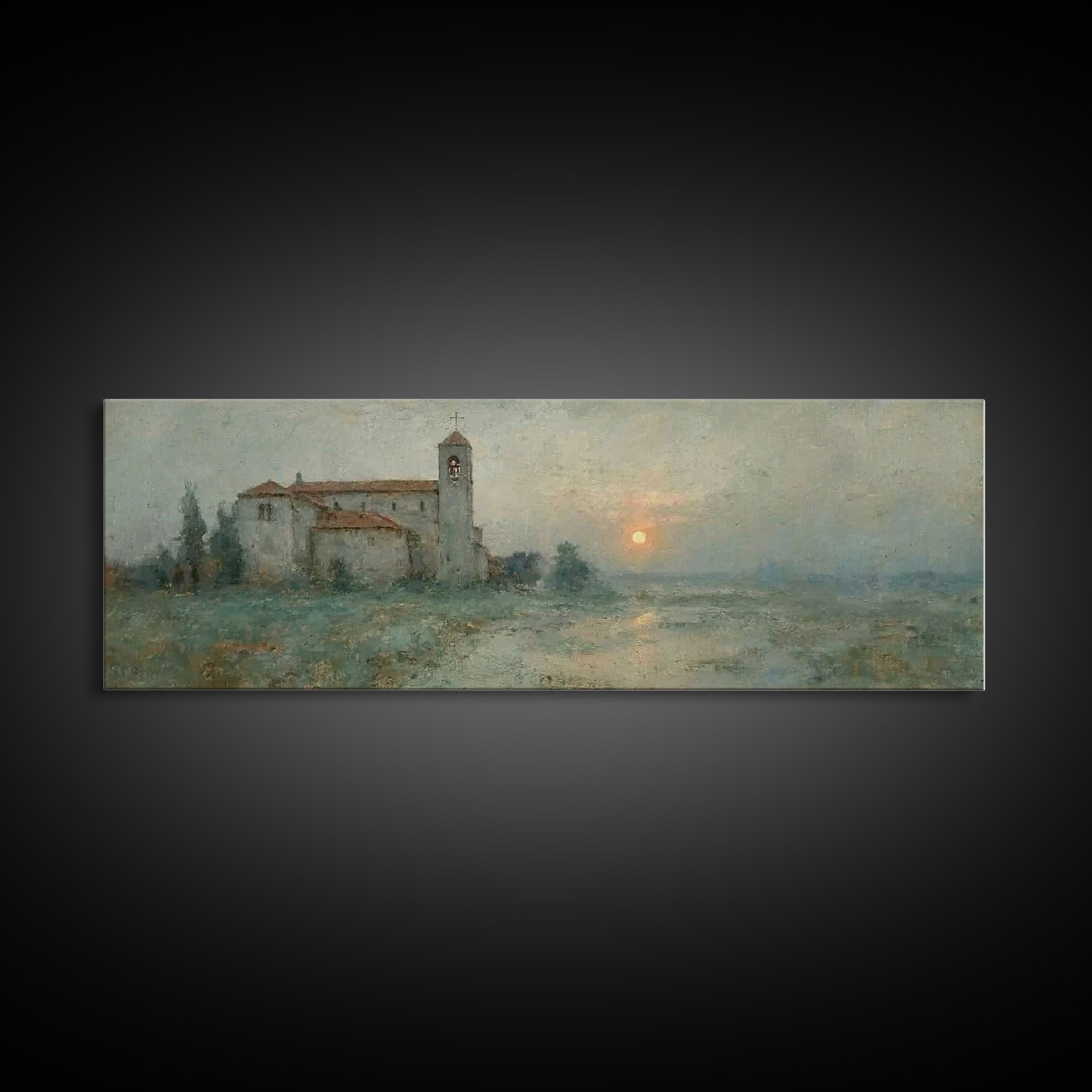 Saintly Evening Calm – Framed Canvas Print – Panoramic Art – Christian Wall Art – Christian Art Canvas – Christmas Art – Christian Painting