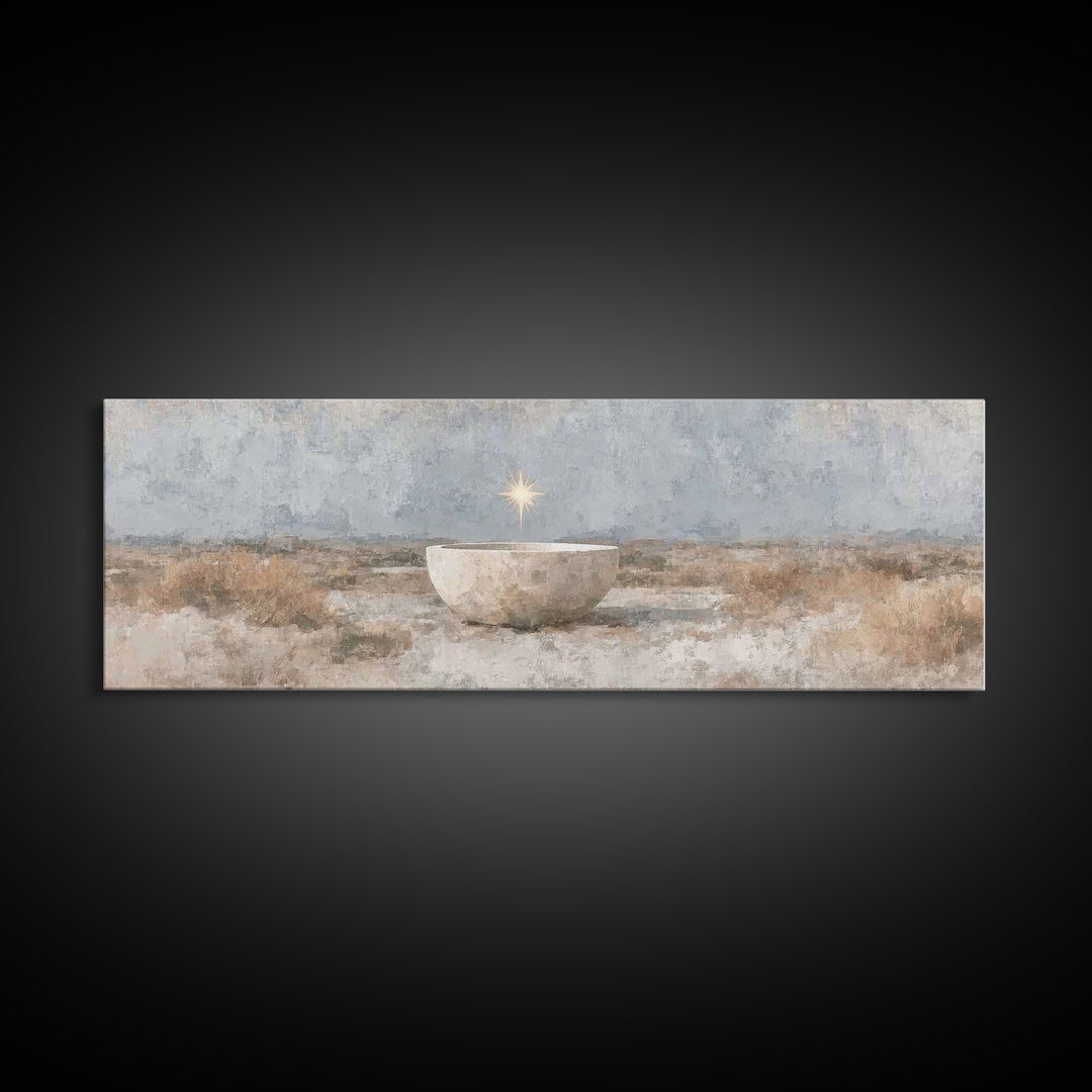 Star Over Promise | Framed Canvas Print | Panoramic Painting | Christian Art Canvas | Christian Christmas Art | Christian Wall Art | Christ