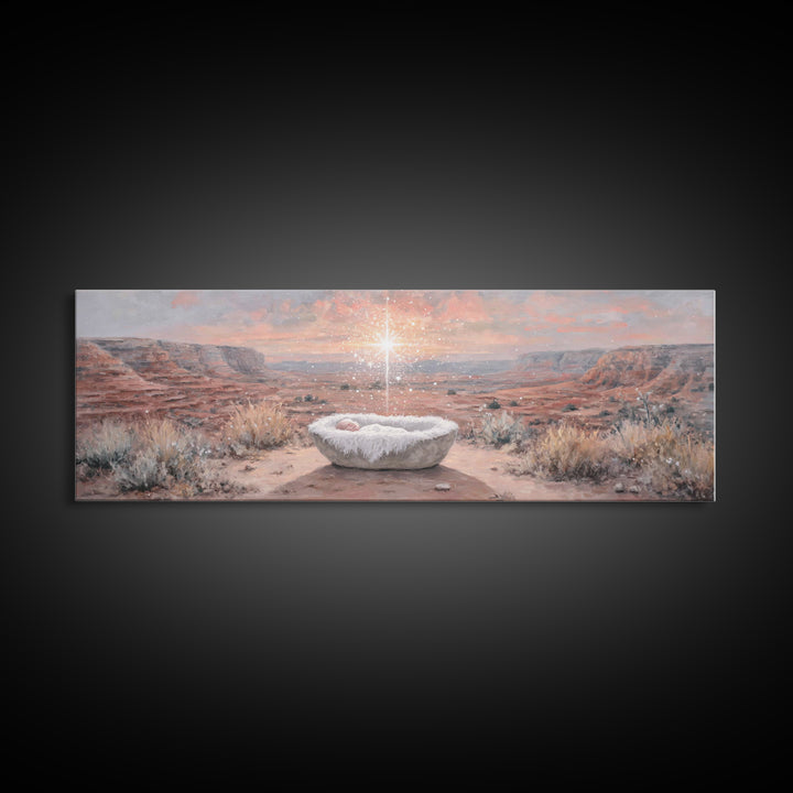 Holy Desert Dawn – Framed Canvas Print – Panoramic Wall Art – Christian Art Canvas – Jesus Christmas Art – Christmas Art – Christian Art