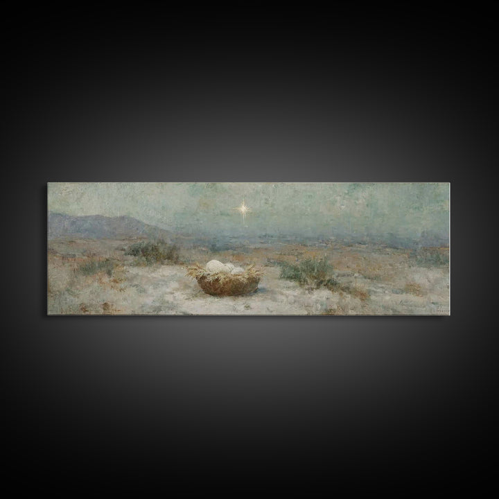 Silent Hope Nest | Framed Canvas Print | Christian Christmas Art | Panoramic Print | Christian Art Canvas | Christian Wall Art | Christmas