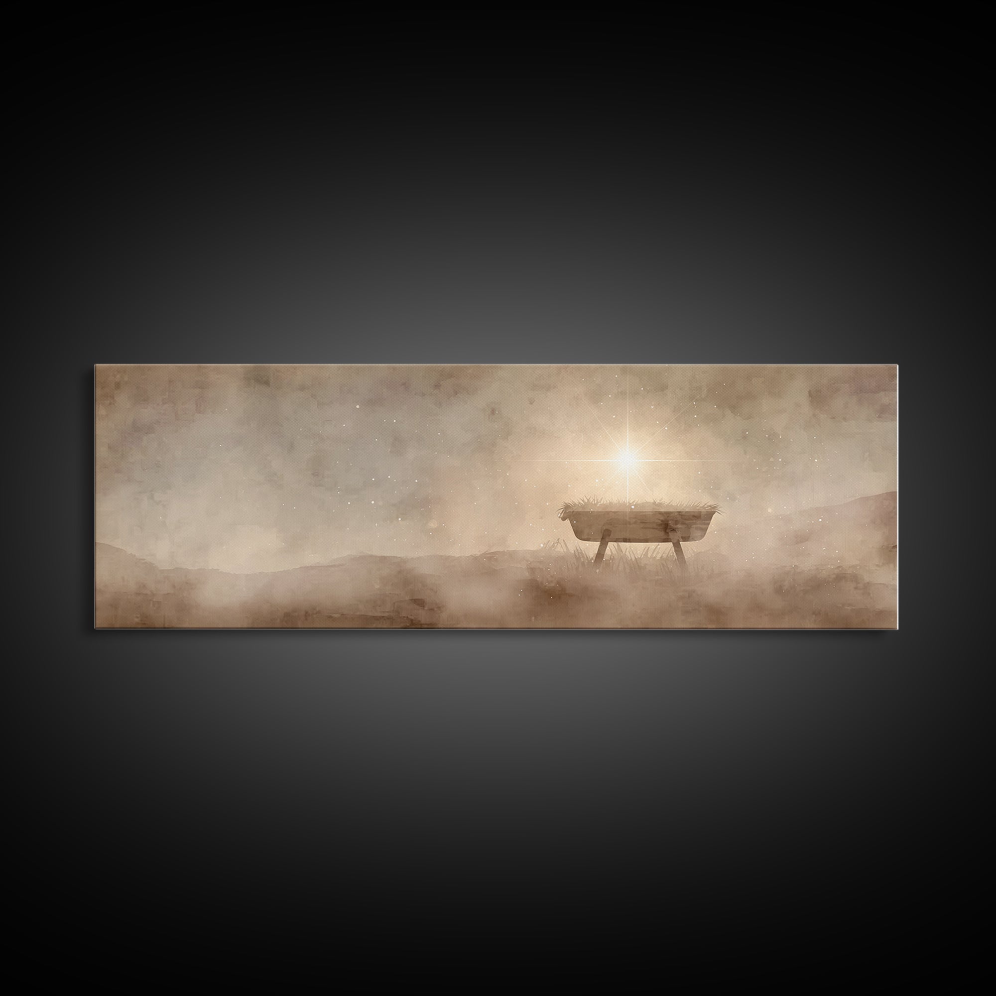 Manger Of Glory – Framed Canvas Print – Panoramic Painting – Christmas Art – Christian Wall Art – Christian Art Canvas – Jesus Christmas Ar