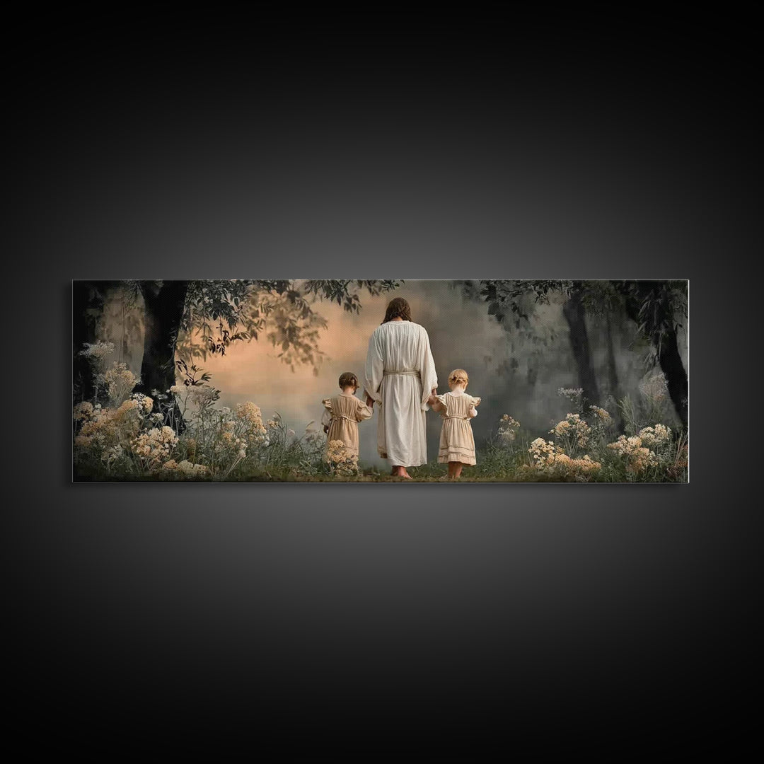 Walking In His Light | Framed Canvas Print | Christian Wall Art | Panoramic Frame | Christian Art Canvas | Christian Art | Christian Gift