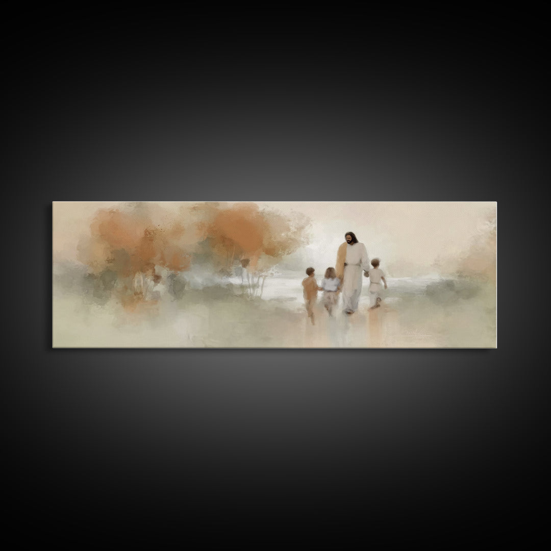 Children Of Grace – Framed Canvas Print – Panoramic Wall Art – Christian Art Canvas – Christian Art – Jesus Painting – Christian Decor
