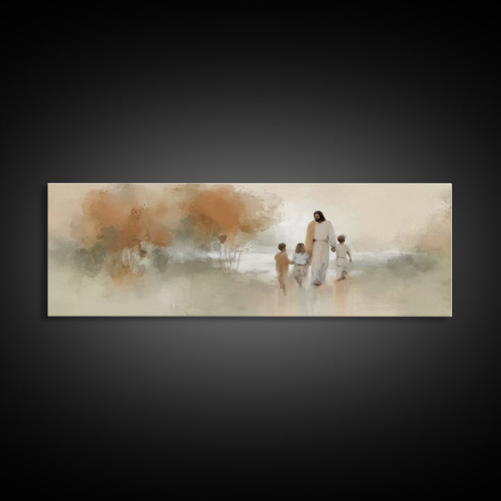 Children Of Grace – Framed Canvas Print – Panoramic Wall Art – Christian Art Canvas – Christian Art – Jesus Painting – Christian Decor
