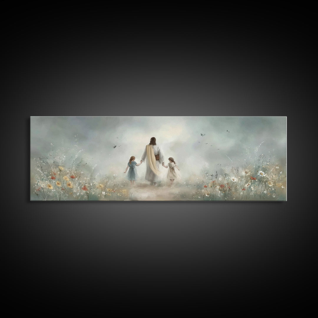 Pathway Of Peace, Framed Canvas Print, Christian Art Canvas, Jesus Painting, Christian Wall Art, Panoramic Wall Art, Christian Christmas Ar