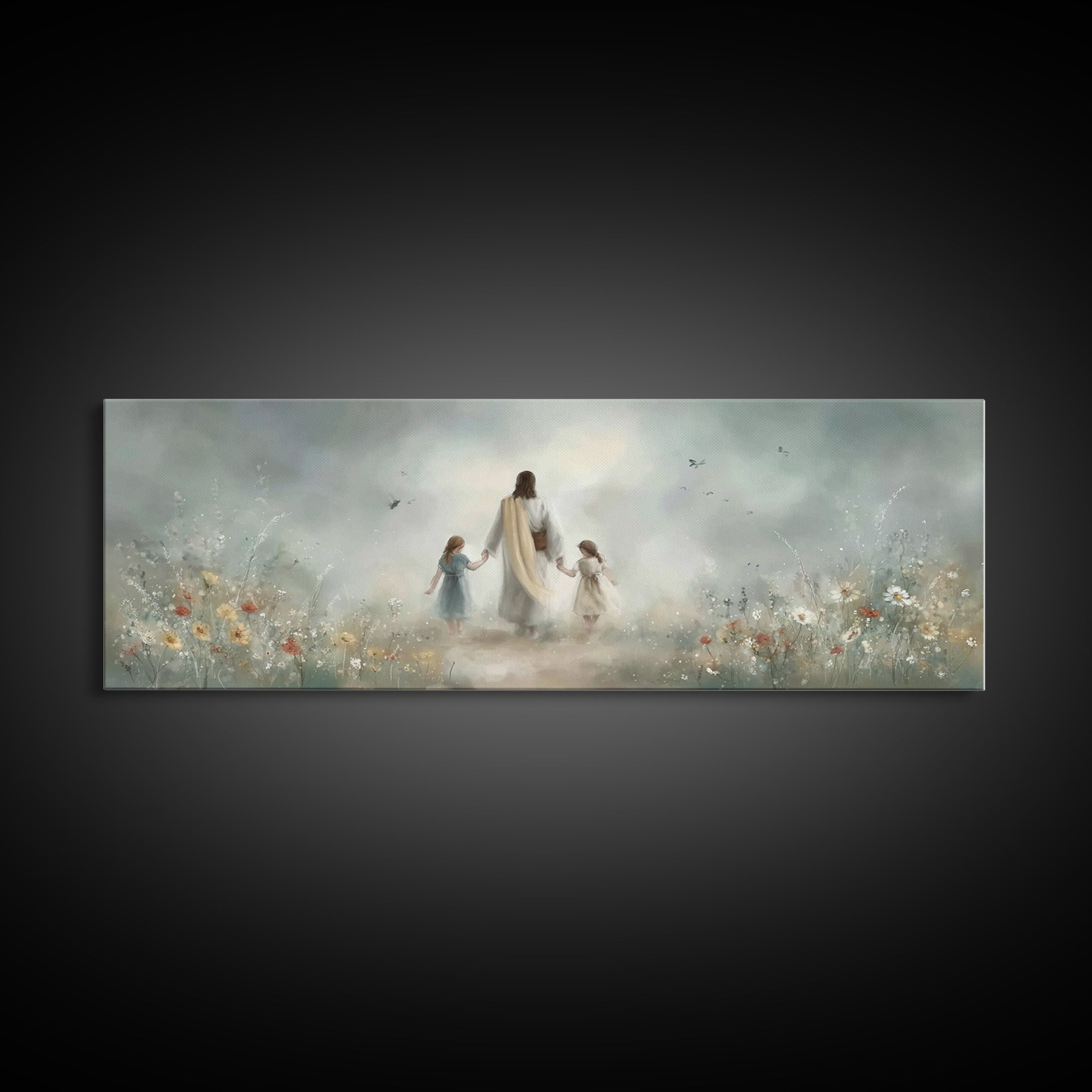 Pathway Of Peace, Framed Canvas Print, Christian Art Canvas, Jesus Painting, Christian Wall Art, Panoramic Wall Art, Christian Christmas Ar