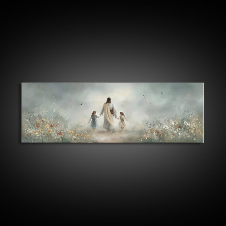 Pathway Of Peace, Framed Canvas Print, Christian Art Canvas, Jesus Painting, Christian Wall Art, Panoramic Wall Art, Christian Christmas Ar