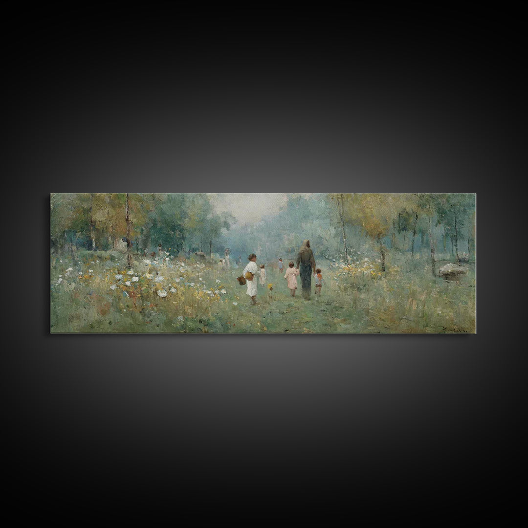 Morning Of Blessing, Framed Canvas Print, Christian Wall Art, Christian Art Canvas, Jesus Painting, Extra Wide Art, Christian Christmas Art