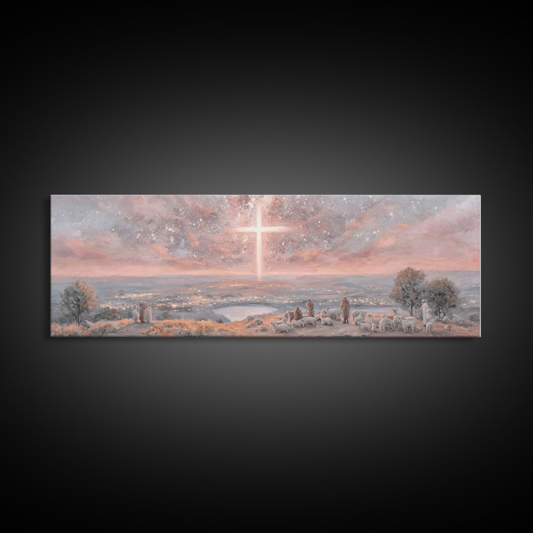 Star Of Salvation, Framed Canvas Print, Christian Art Canvas, Christmas Art, Panoramic Print, Christian Wall Art, Christian Christmas Art