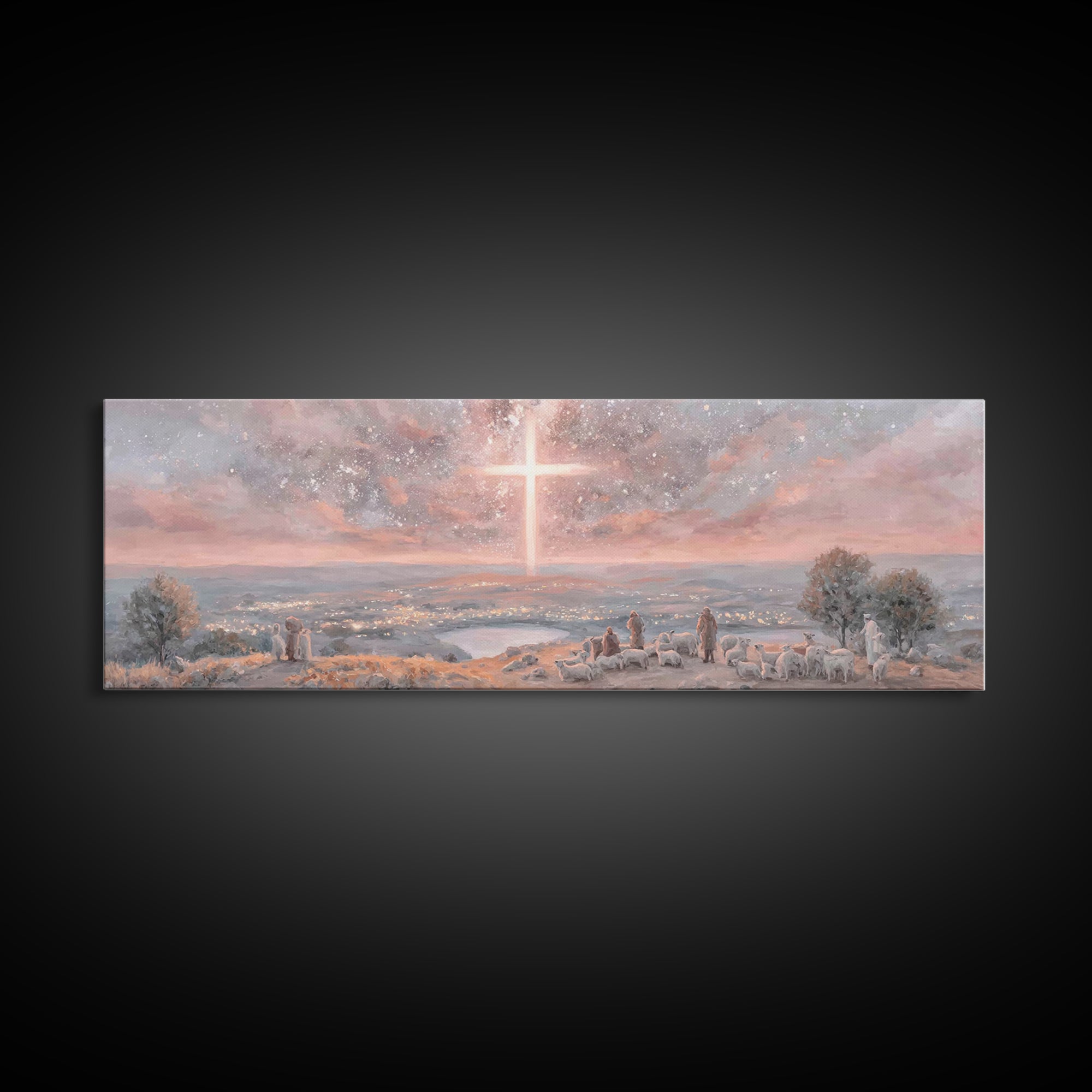 Star Of Salvation, Framed Canvas Print, Christian Art Canvas, Christmas Art, Panoramic Print, Christian Wall Art, Christian Christmas Art