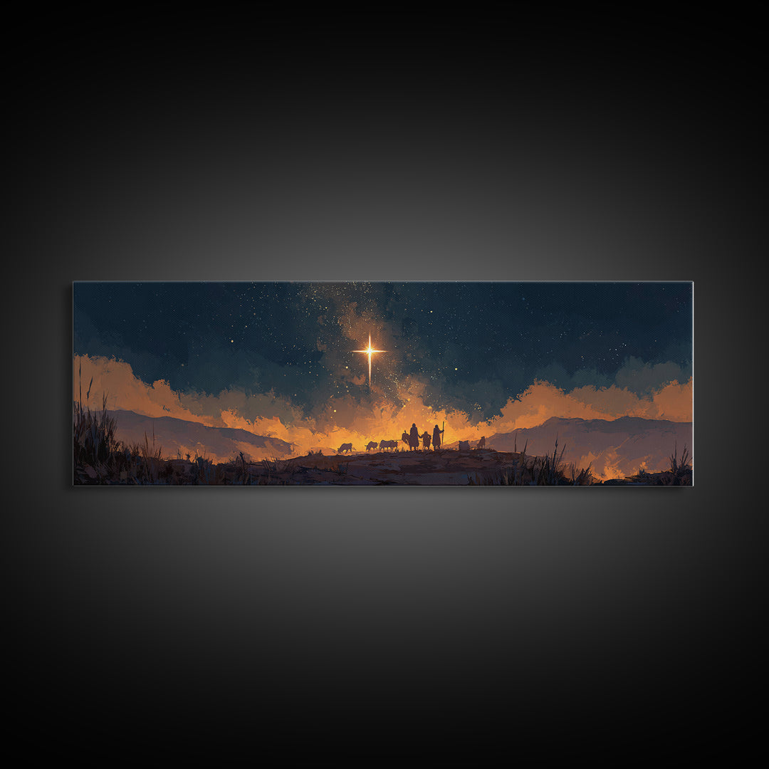Holy Night Horizon | Framed Canvas Print | Christian Wall Art | Panoramic Painting | Christmas Art | Christian Art Canvas | Christian Chris