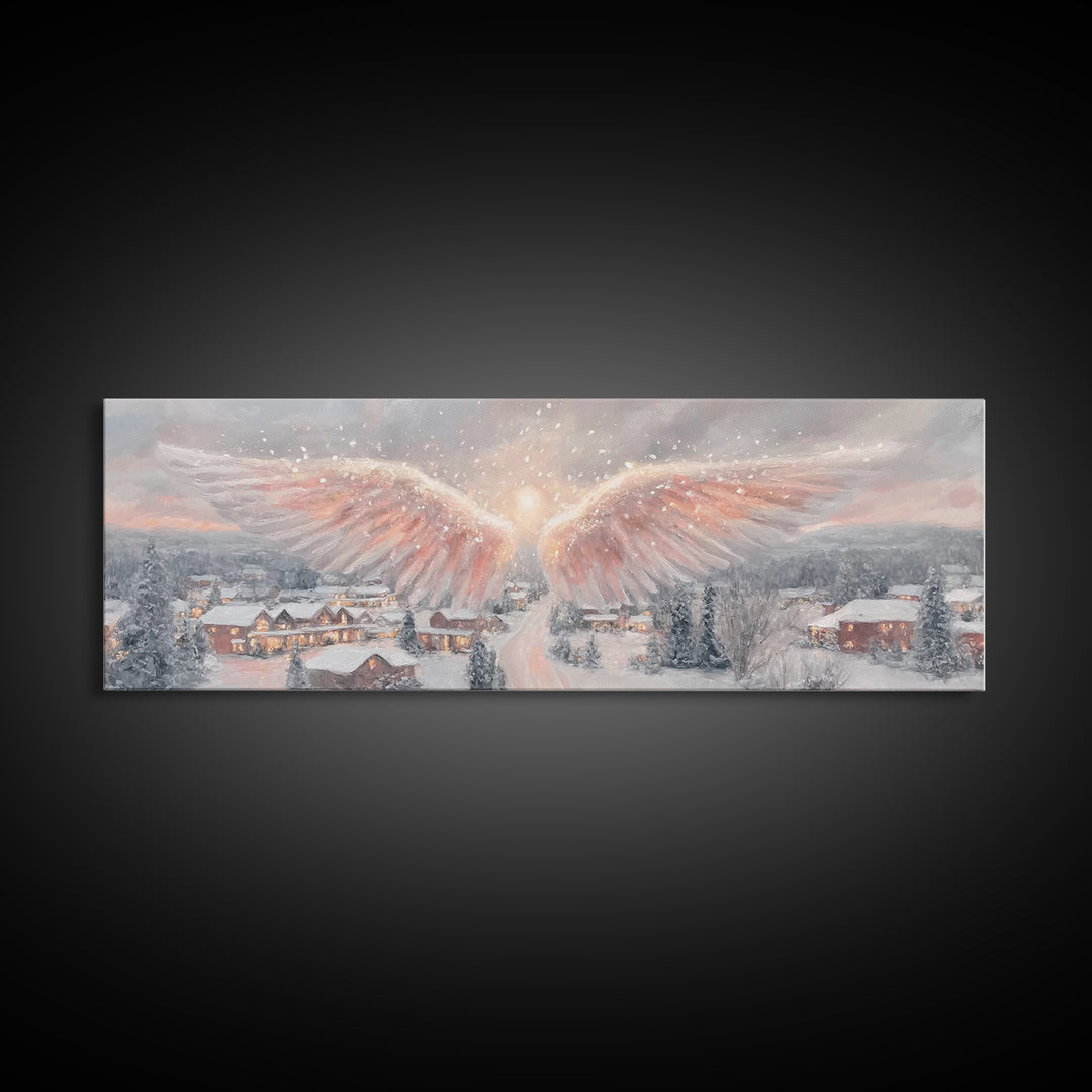 Angel Of Peace – Framed Canvas Print – Christian Wall Art – Panoramic Frame – Christian Art Print – Christmas Art – Christian Decorations