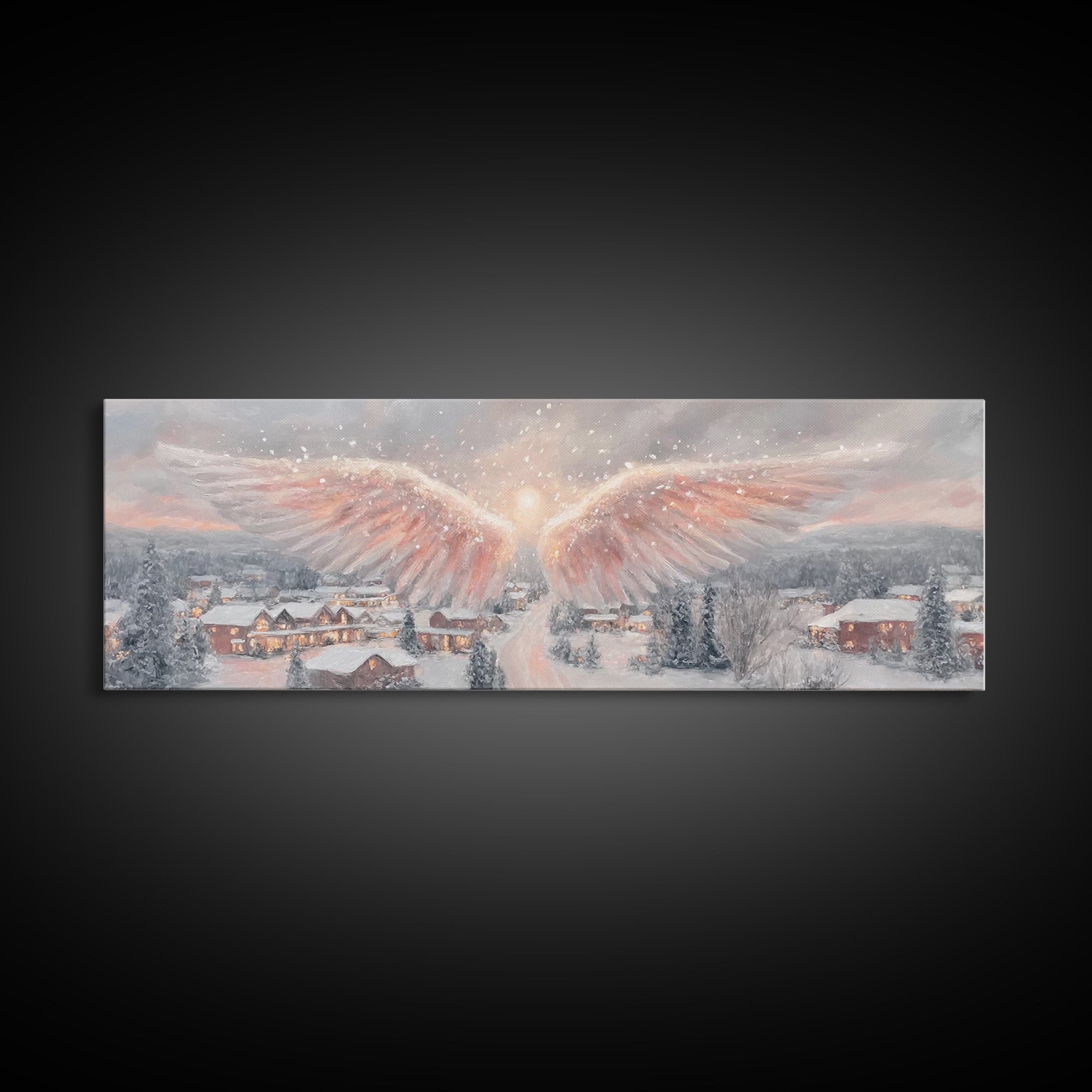 Angel Of Peace – Framed Canvas Print – Christian Wall Art – Panoramic Frame – Christian Art Print – Christmas Art – Christian Decorations